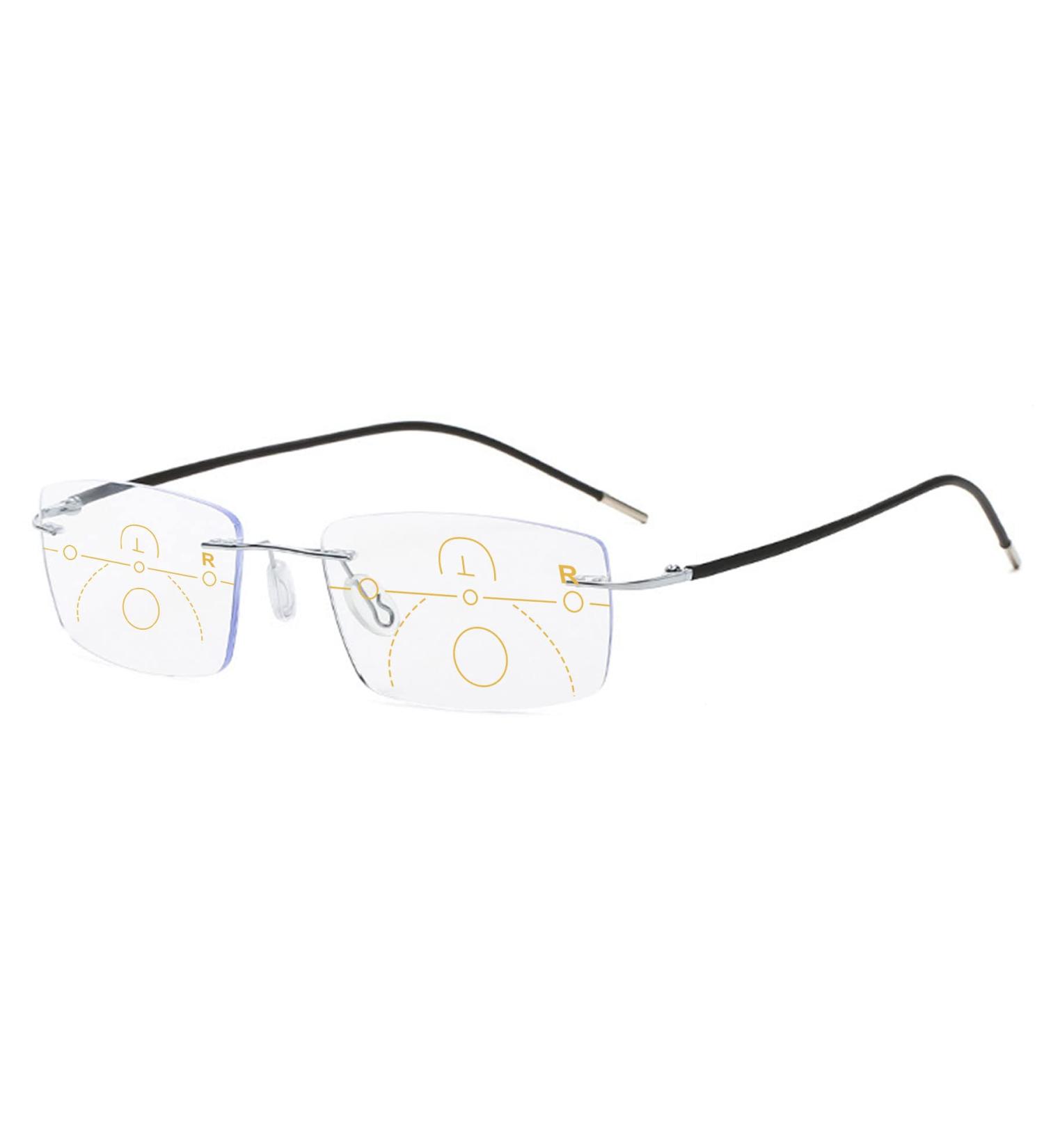 Lanomi Borderless Progressive Multifocal Reading Glasses - Anti-Blue Light Fashion Aid for Men & Women - Light Blue 1.5 Diopters - Buy Online on GoSupps.com