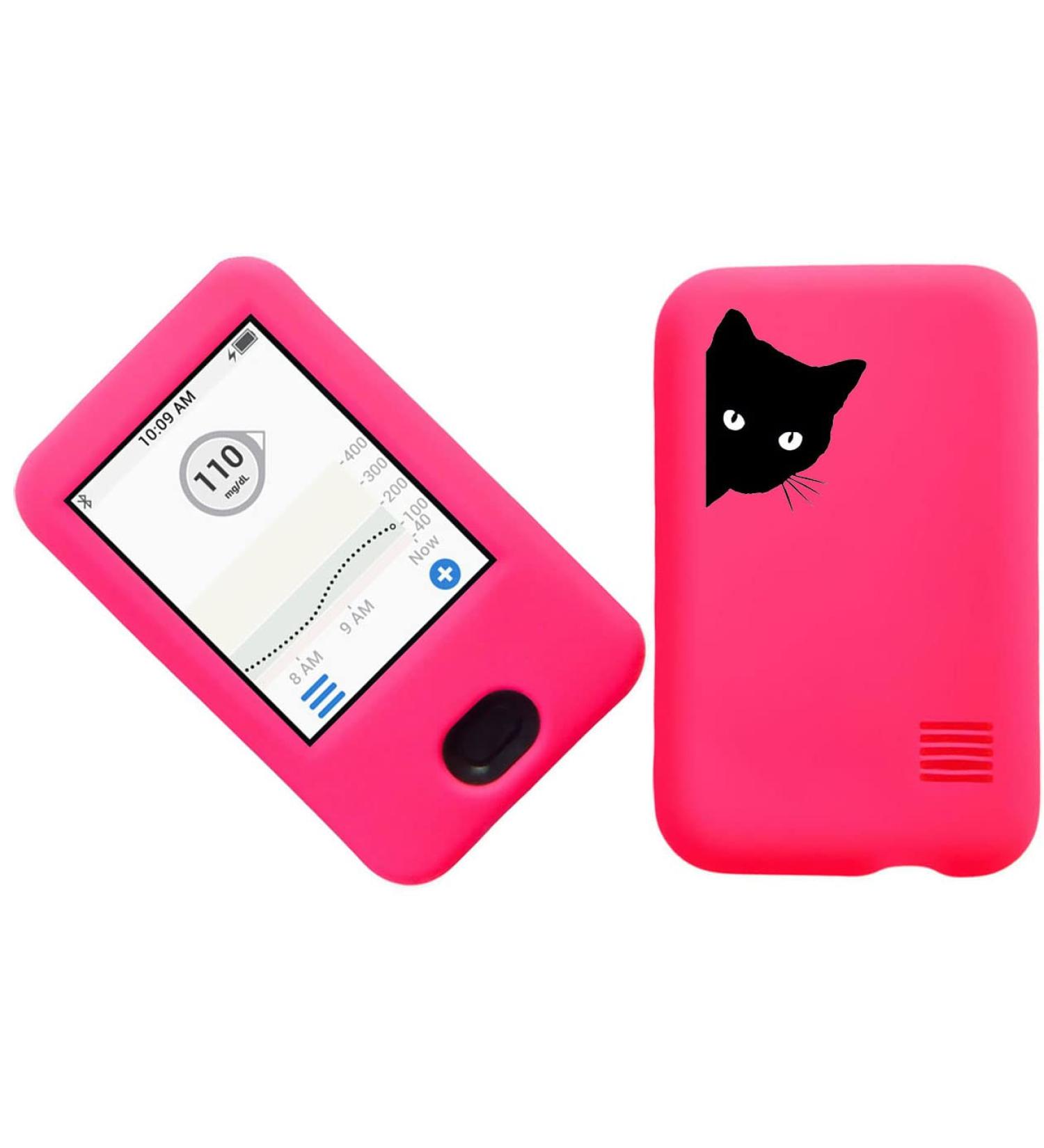 Designed Silicone Soft Case for Dexcom Receiver G6 CGM (Continuous Glucose Monitoring) (Cat-HPink)