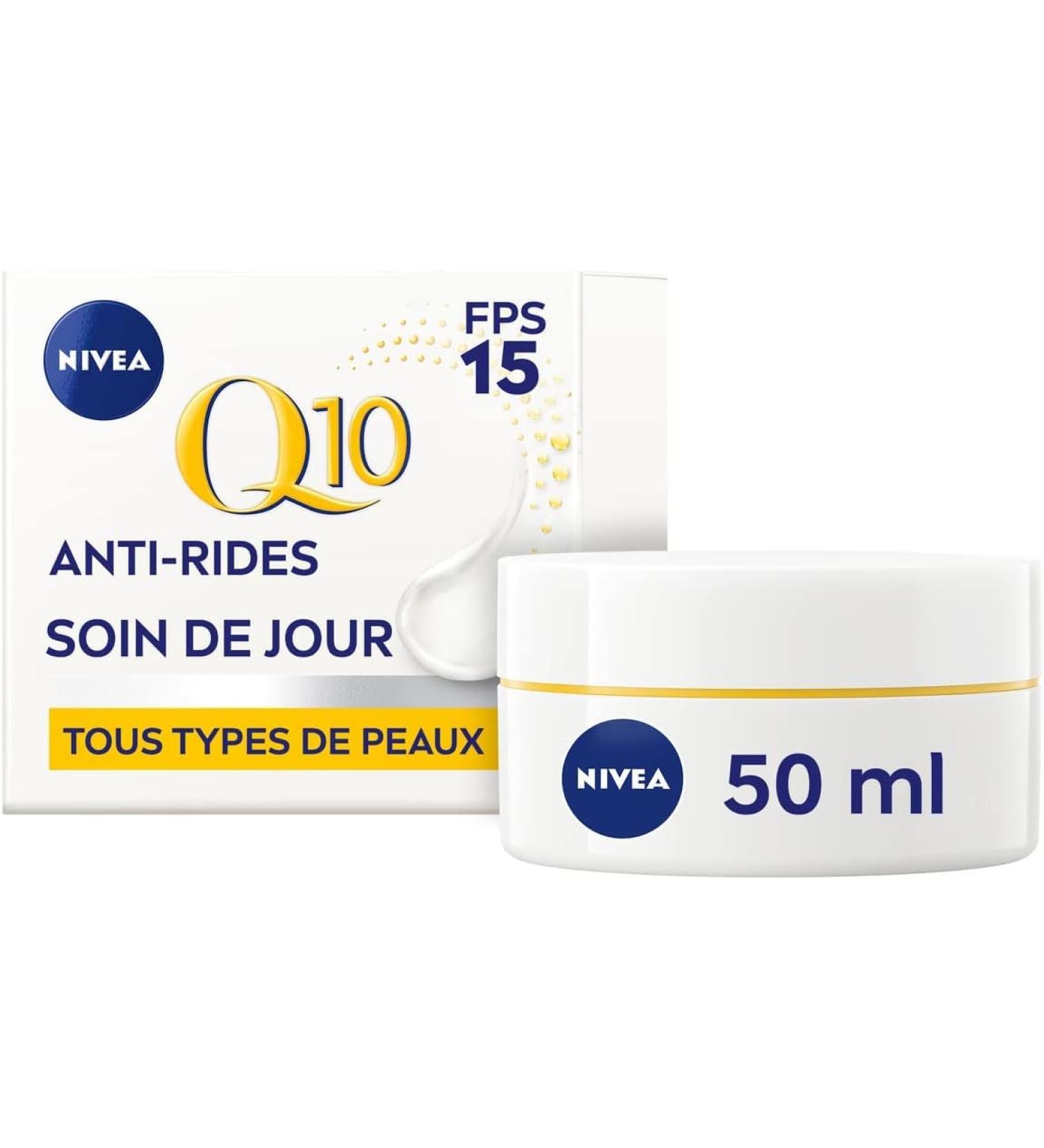 NIVEA Q10 Power Anti-Wrinkle + Firming Day Cream SPF15 (1x50ml) anti-aging cream enriched with Q10 & with 10X more creatine moisturizing cream women's face care - Buy Online on GoSupps.com