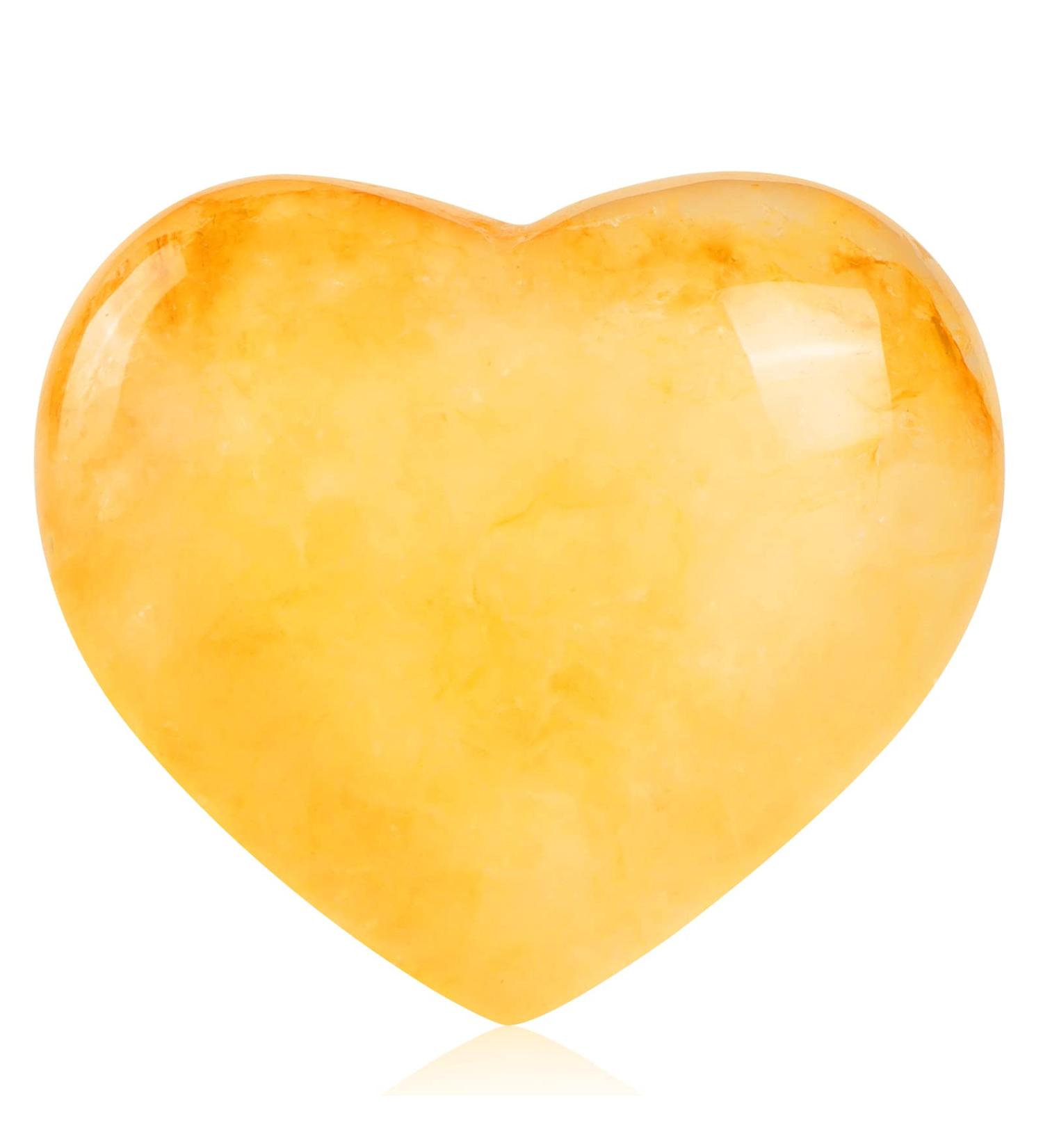 Artistone Citrine Crystal Heart Shape Worry Stone Hand Carved Pocket Gem Heart Stone Chakra Reiki Balancing for Yoga Collection Mental Healing Meditation Decor - Buy Online on GoSupps.com