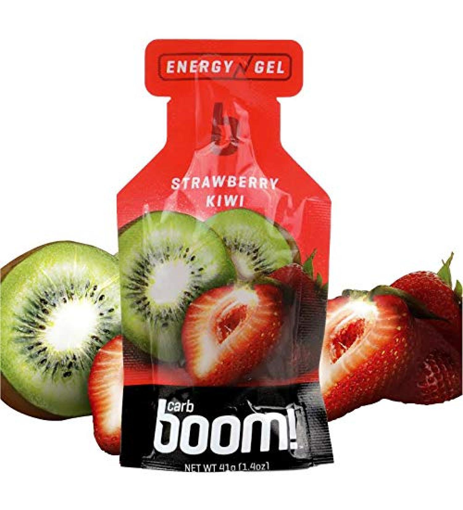 Boom Nutrition - Carb Boom Energy Gel - Fruit-Flavored Energy Gels - Workout Gel - Energy Gel for Cycling - Running Gel - Natural Energy Gel - Strawberry Kiwi (24 Pack) - Buy Online on GoSupps.com