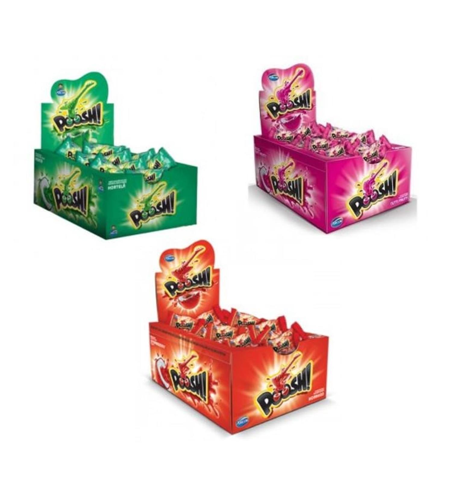 POOSH! Chewing Gum - Bubble Gum Strawberry | Tutti Frutti | Mint | Flavor Filling (3 x Pack of 40) - Buy Online on GoSupps.com