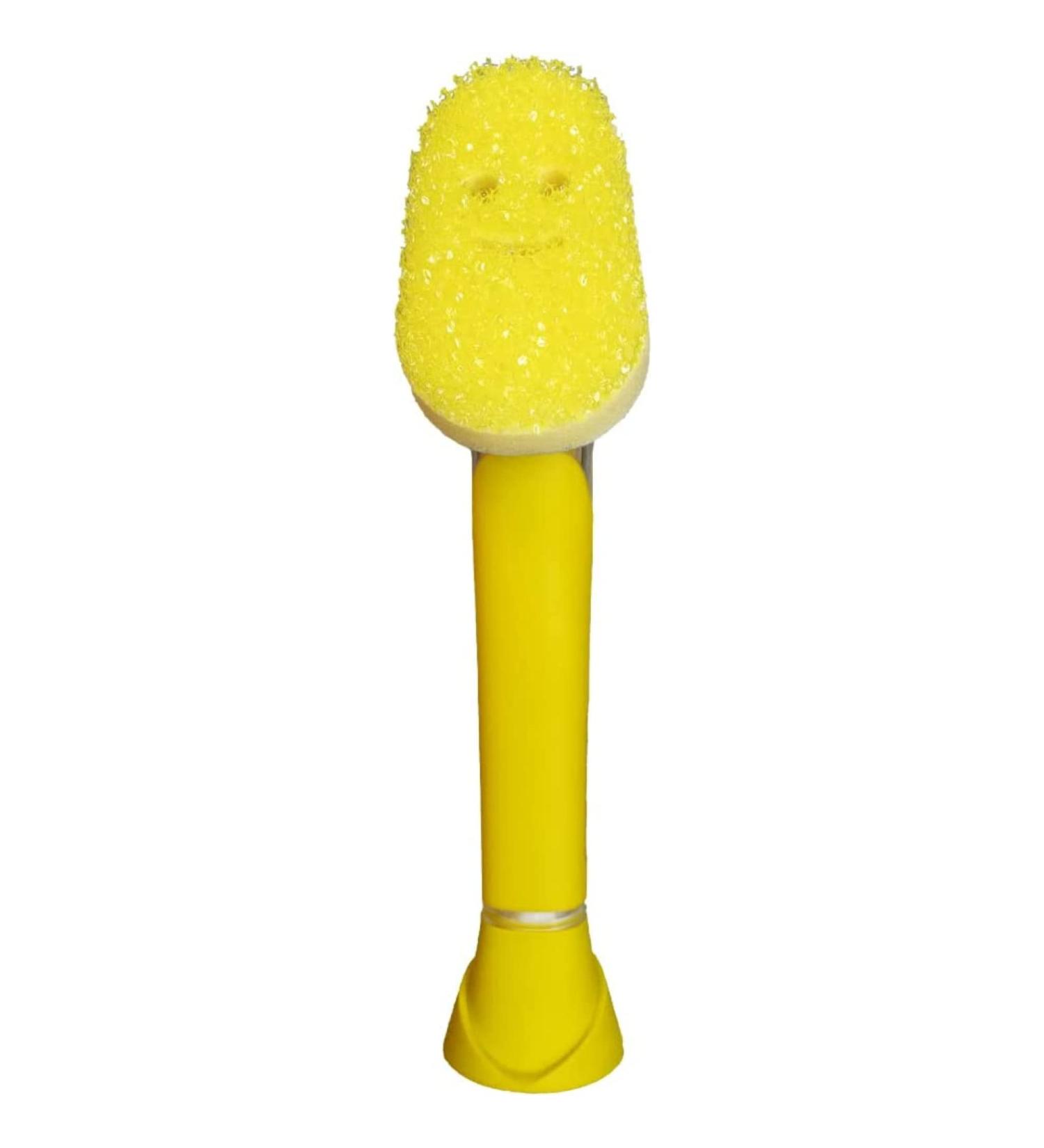 Scrub Daddy Dish Wand: Soap Dispensing Dish Brush with Texture Changing Sponge - Yellow - Buy Online on GoSupps.com