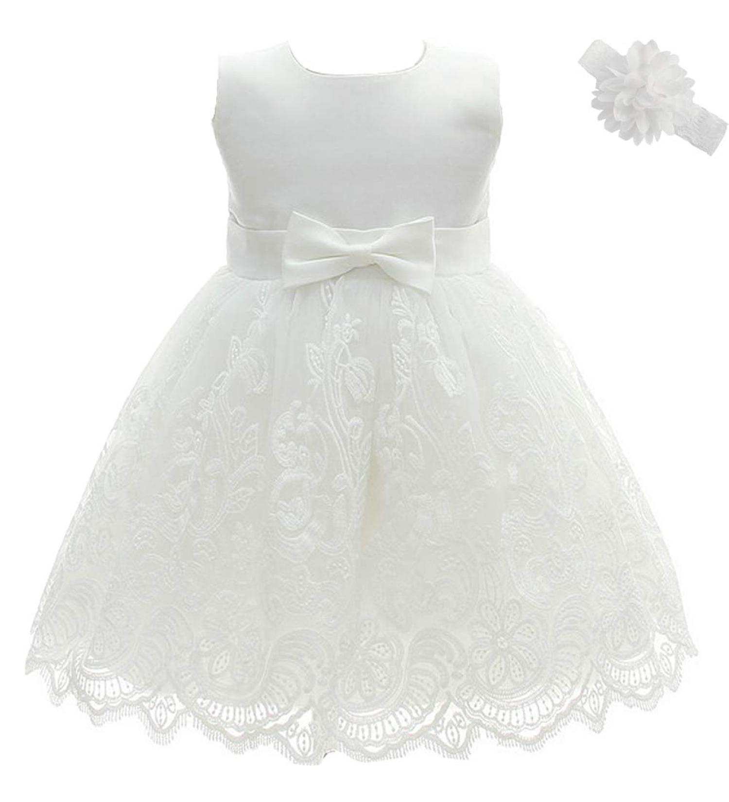 Baby Girls White Christening Flower Dress - 6 Months | Perfect for Wedding & Party - Buy Online on GoSupps.com