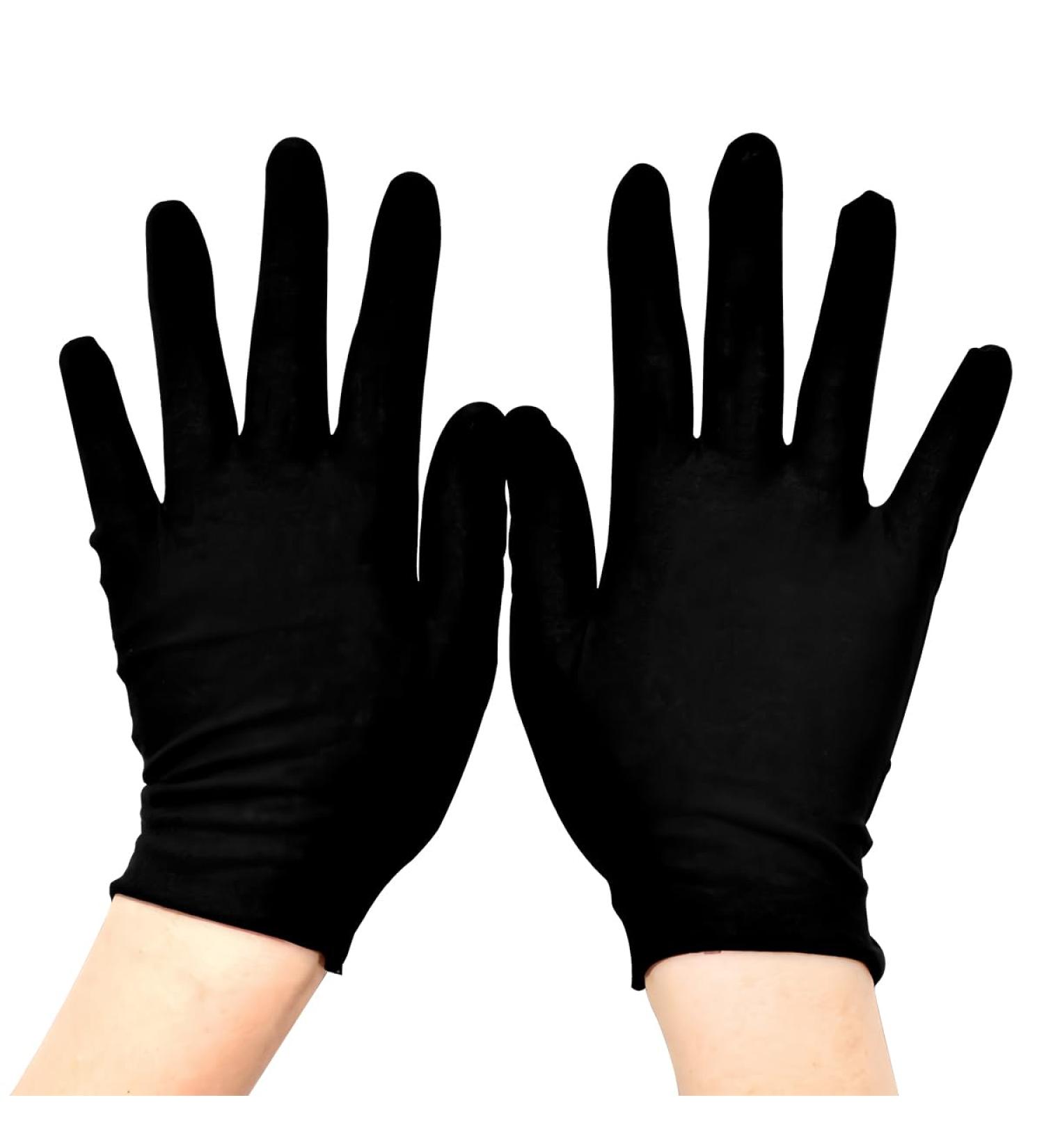 FERCAISH 12 Pairs Black Cotton Gloves Soft Moisturising Gloves Cosmetic Gloves for Coin Jewellery Inspection for Hand Spa Treatment Costume (Size L Thickening) - Buy Online on GoSupps.com