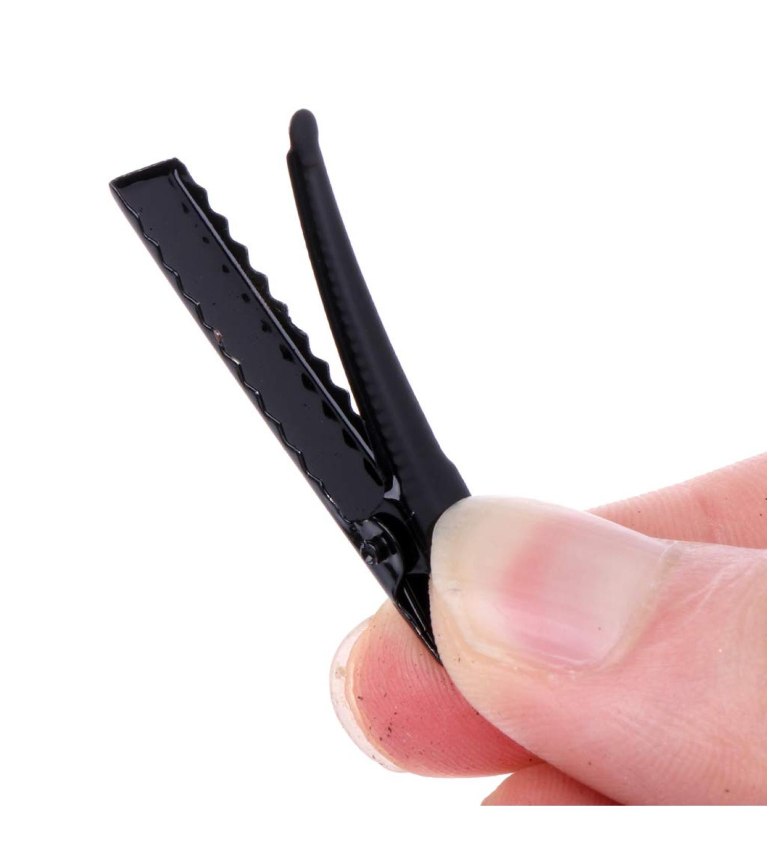 Lyguy Crocodile Terminals - 10 Black Metal Clamps 1 Tine Hair Clips | 4 cm Grinding Clips for DIY Projects - International Shipping Available - Buy Online on GoSupps.com