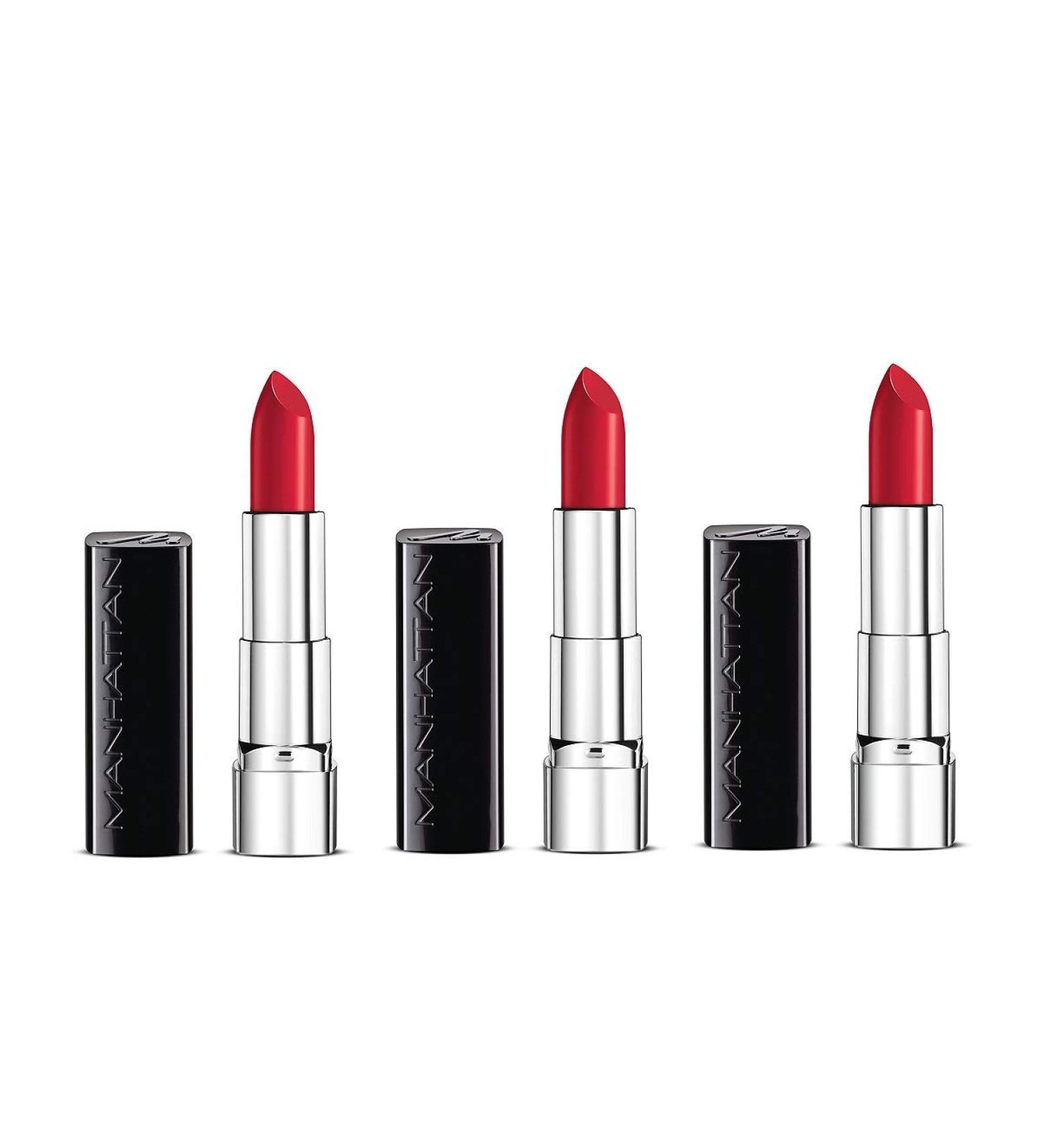 Manhattan Moisture Renew Lipstick creamy lipstick moisturising intense long-lasting (pack of 3) (500 Muse Red)