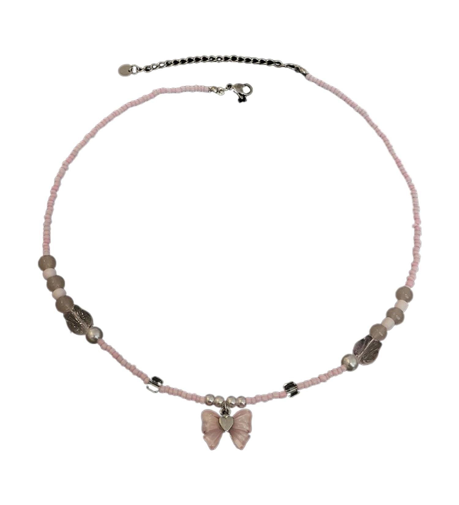Oralgo Chic Pearl Necklace - Fashionable Bow Charm Neck Chain | Perfect Anniversary & Birthday Gifts for Girls Women & Teenagers | Resin & Alloy Jewelry - Buy Online on GoSupps.com