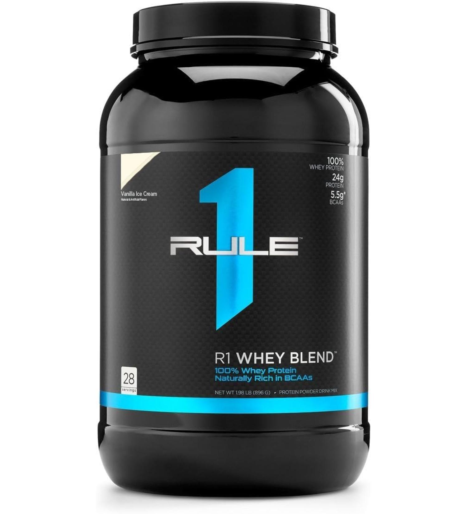 Rule 1 Whey Blend | 100% Whey Protein From Whey Concentrates Isolates & Hydrolysates | 24 Grams Protein 5 Grams BCAAs & 4 Grams Glutamine Per Serving (2LB Vanilla Ice Cream) Vanilla Ice Cream 2LB - Buy Online on GoSupps.com