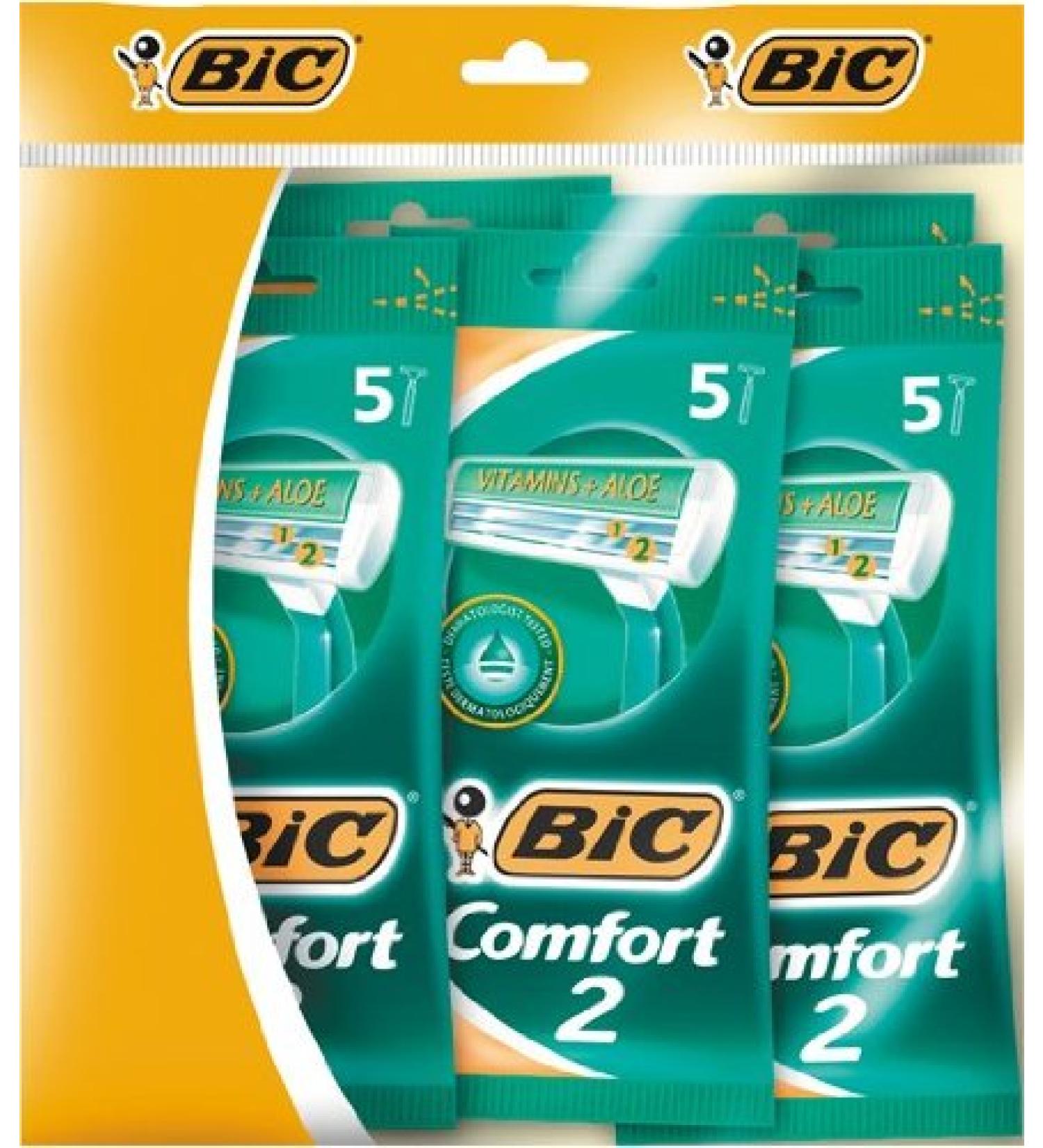 BIC Comfort 2 Men's Twin Blade Disposable Razor - Buy 5 Packs of 5 - Best International Shipping! - Buy Online on GoSupps.com