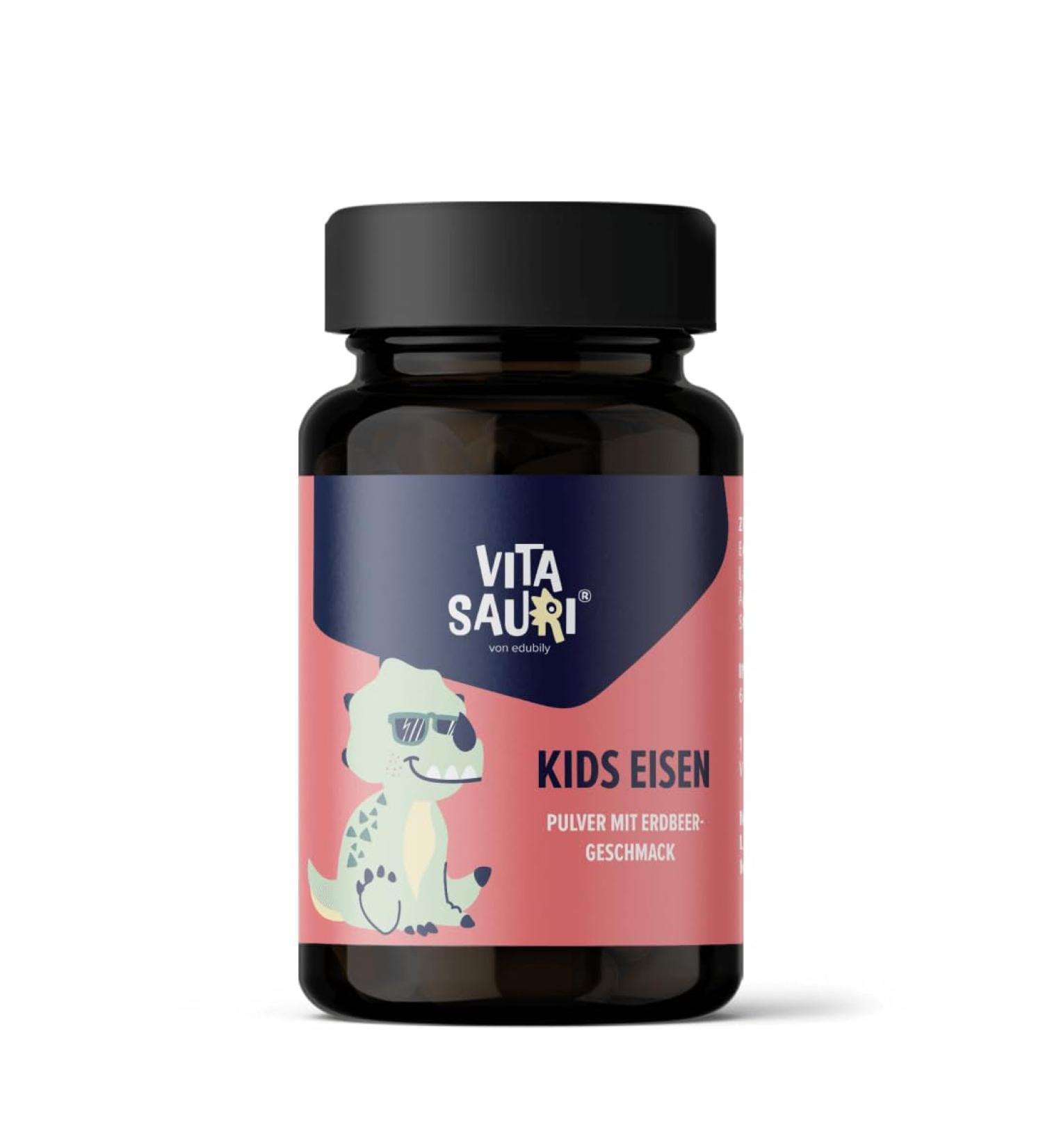  edubily nutrition Vitasauri Kids Iron Powder for Children with Lactoferrin and Vitamin C from Acerola Extract - Delicious Strawberry Flavor - Vegetarian - Sugar-Free (65 g) edubily nutrition  - Buy Online on GoSupps.com