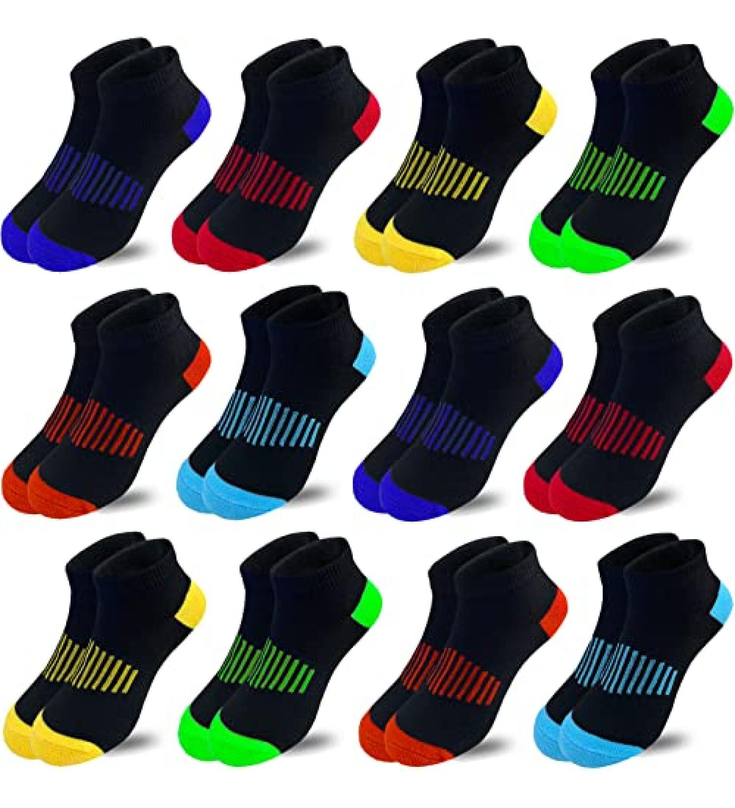 TSmollyu Boy Socks 12 Pack | Ankle Athletic Cotton Socks for Kids 7-10 Years | Multicolor Half Cushioned Low Cut Socks - Buy Online on GoSupps.com