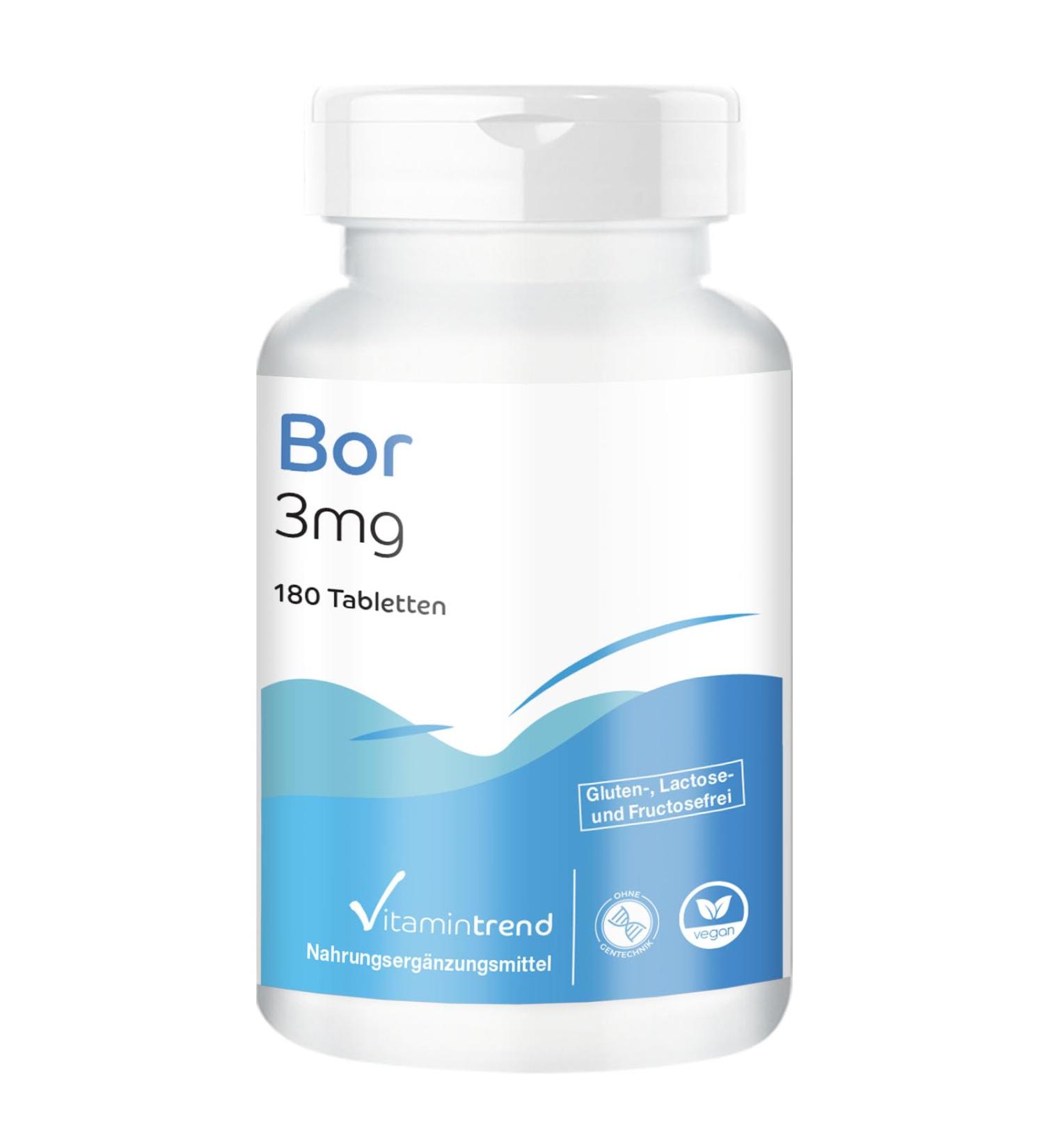 Boron 3mg - 180 Vegan Tablets | High Dose Sodium Tetraborate - 6 Month Supply | Vitamintrend  - Buy Online on GoSupps.com