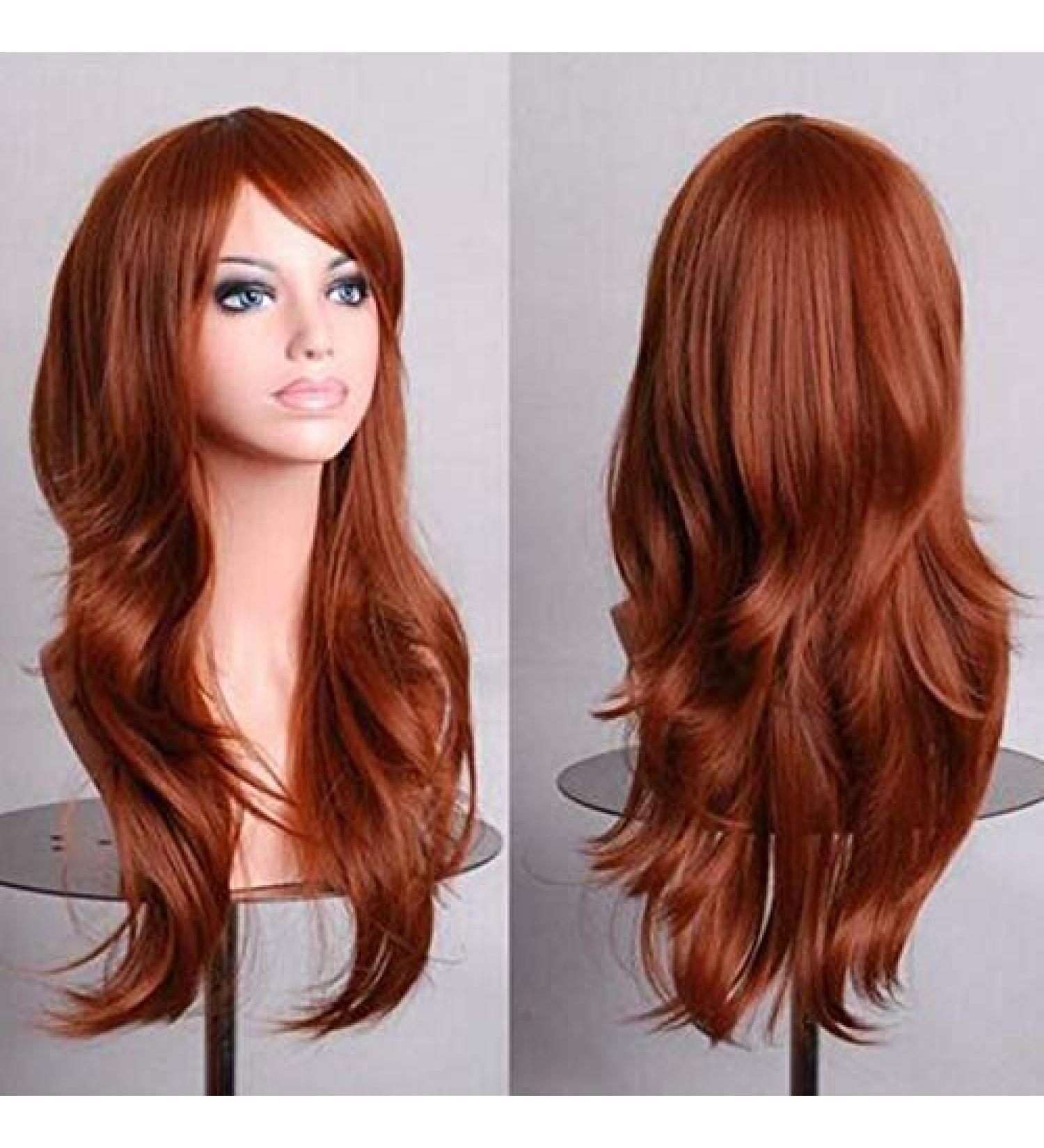 LFMDJF 70cm Wavy Red Wigs Fake Hairpieces Synthetic Hair Black Purple Pink Blue Wig for Women 28inches Sliver 350