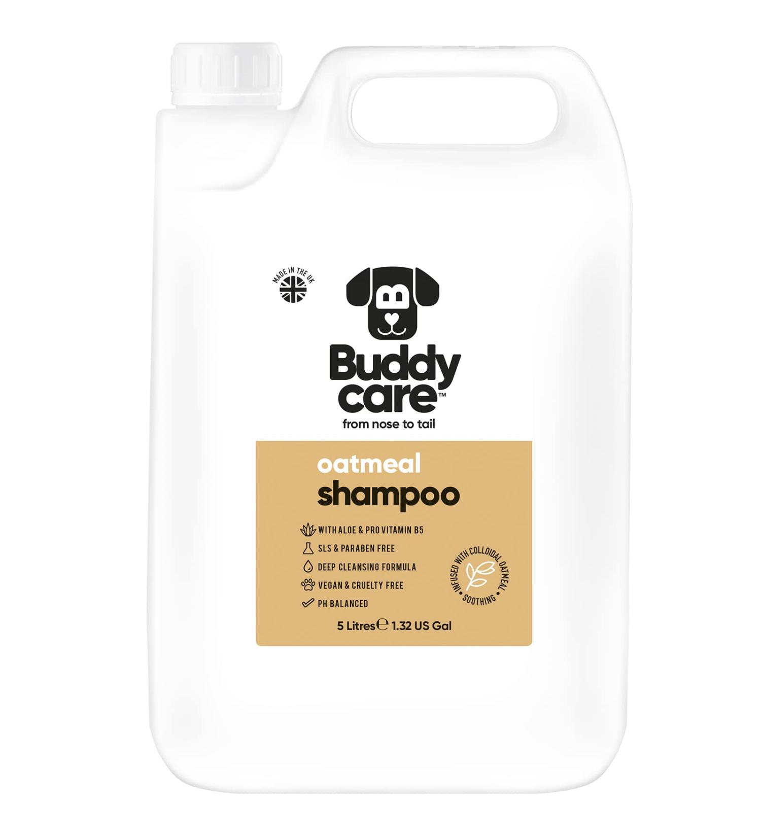Buddycare's oatmeal dog shampoo - shampoo for dogs with irritated skin - soothing and moisturizing - with aloe vera and pro -vitamin B5 (5l) oatmeal 5l