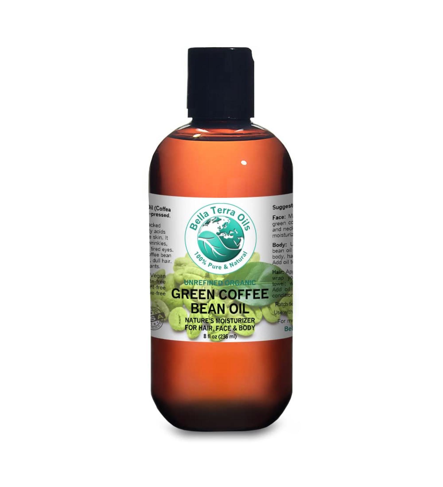 Organic Green Coffee Bean Oil 8 oz - Cold-Pressed, Unrefined, 100% Pure - Antioxidant-Rich Natural Moisturizer for Face and Body - Buy Online on GoSupps.com