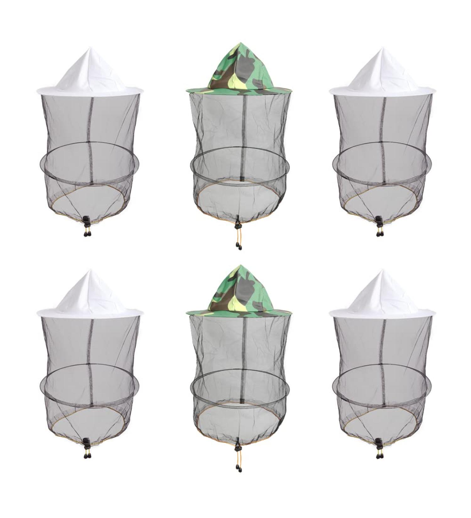 ZffXH Head Net Safari Hat with Mosquito Netting - Men Women Sun Cap for Gardening, Hiking, Fishing - 6 Pack (White & Camo) - Buy Online on GoSupps.com