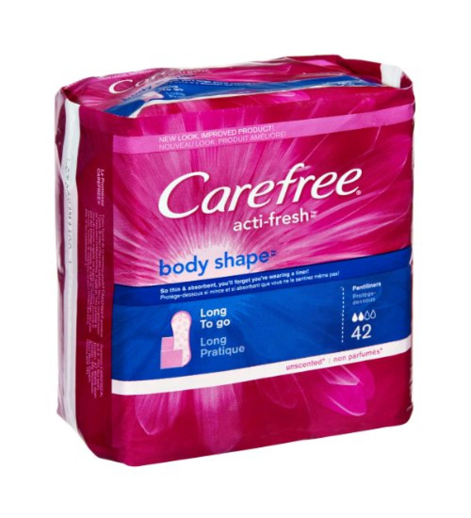 Carefree Body Shape Long To-Go Pantiliners Unscented - 42 ct | Absorbent & Discreet - Buy Online on GoSupps.com
