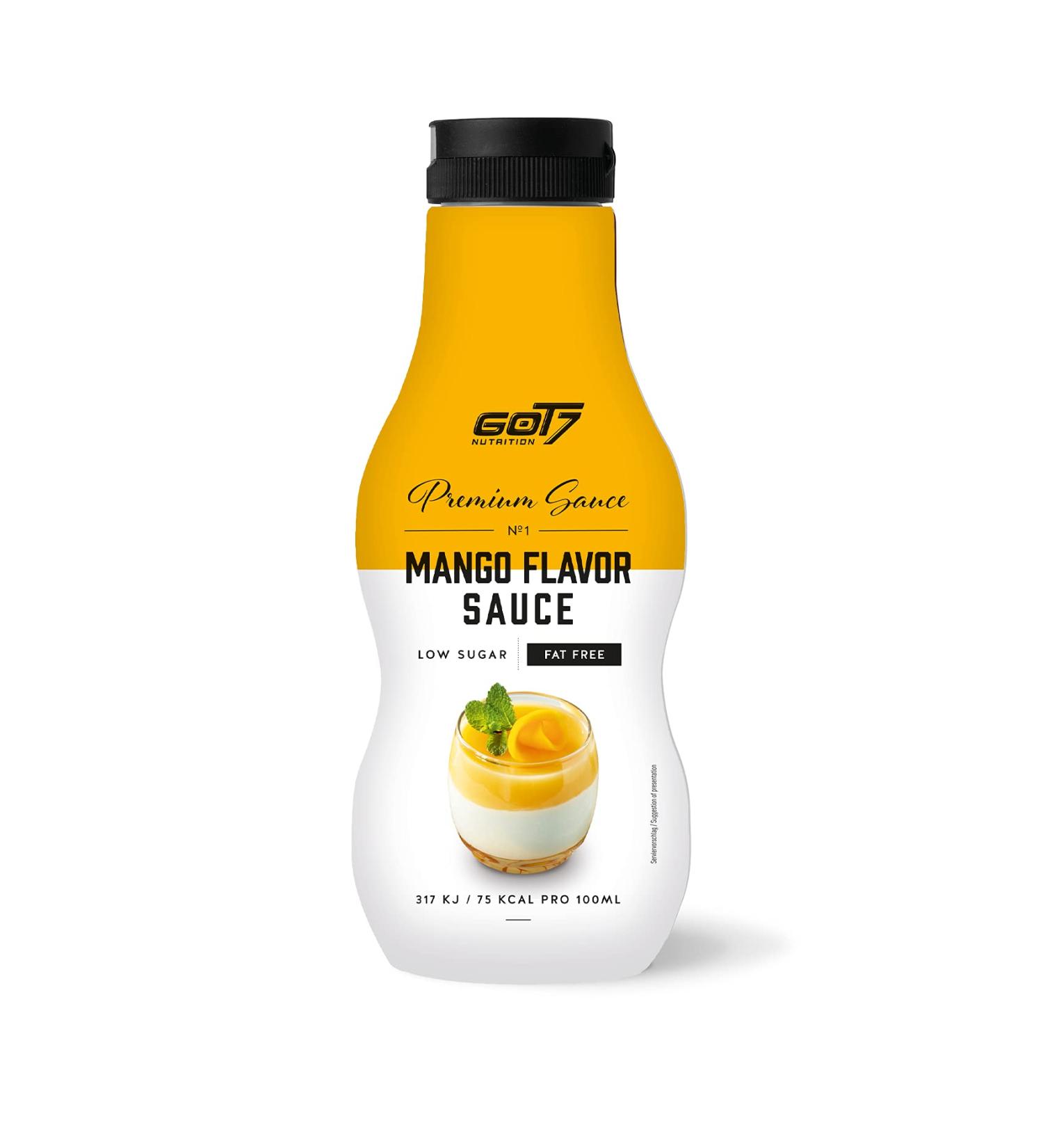 Got 7 Sweet Premium Mango Syrup - Low Calorie Dessert Sauce 250ml | Delicious & Diet-Friendly Treat - Buy Online on GoSupps.com