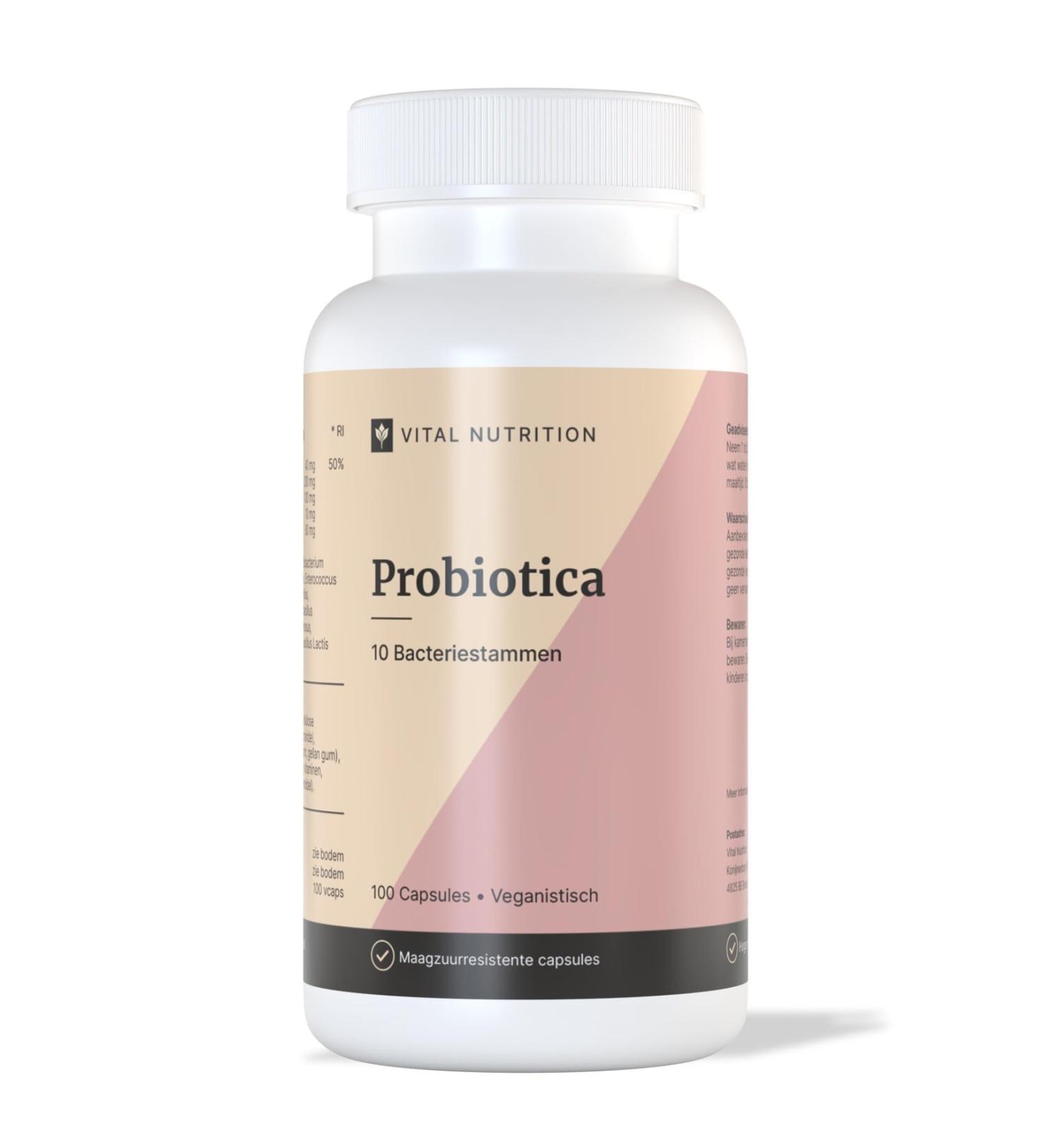 Vital Nutrition Probiotics 10 Bacterial Strains and 96 Billion CFU Digestive Enzymes & Prebiotics Vegan Stomach Resistant 60 Capsules - Buy Online on GoSupps.com