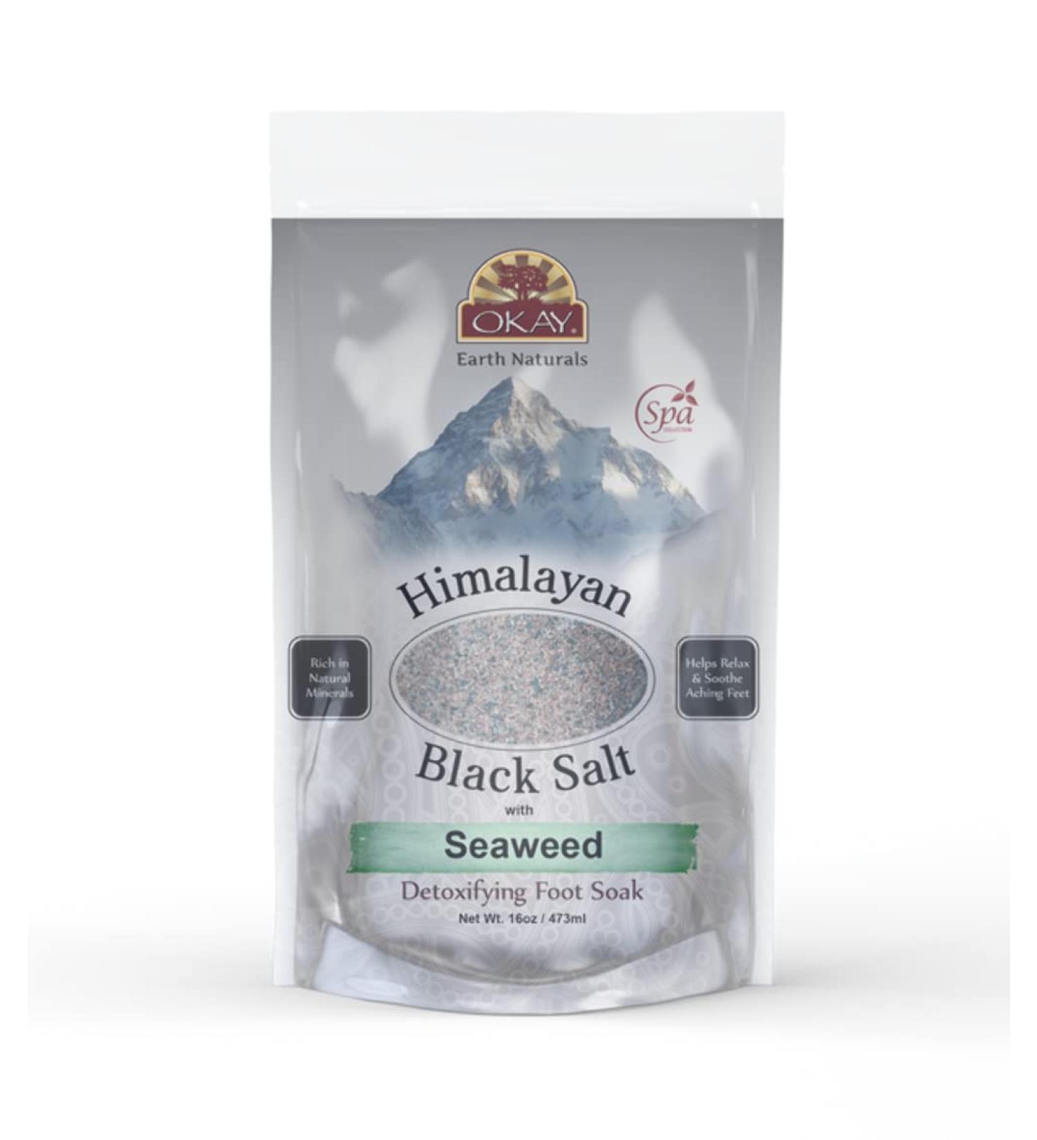 Himalayan Black Salt with Seaweed Soothing Mineral Soak Leaves Feet Feeling Cleansed Refreshed and Relaxed No Parabens No Silicones No Sulfates For All Skin Types Made In USA 16oz 16 Ounce (Pack of 1)