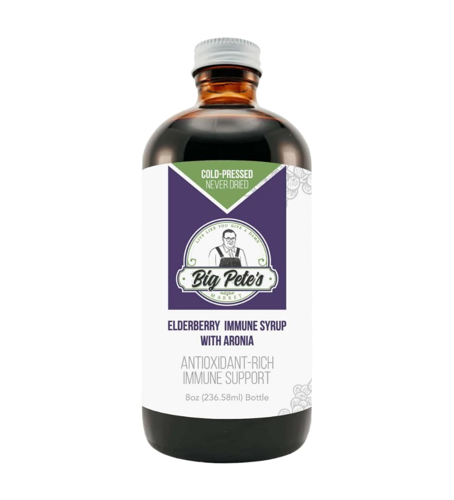 Big Pete's Elderberry Immune Syrup with Aronia-Cold Pressed Never Dried Antioxidant Rich Immune Support 8oz 236.58ml - Buy Online on GoSupps.com