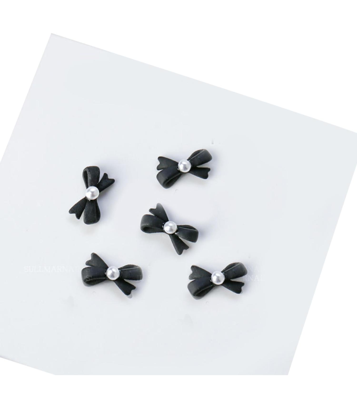5Pcs Metal Nail Art Studs 3D Nail Art Metal Nail Art Jewelry Decorations Pearls Bows Nail Decoration Accessories Nail Rivets Gems Black - Buy Online on GoSupps.com