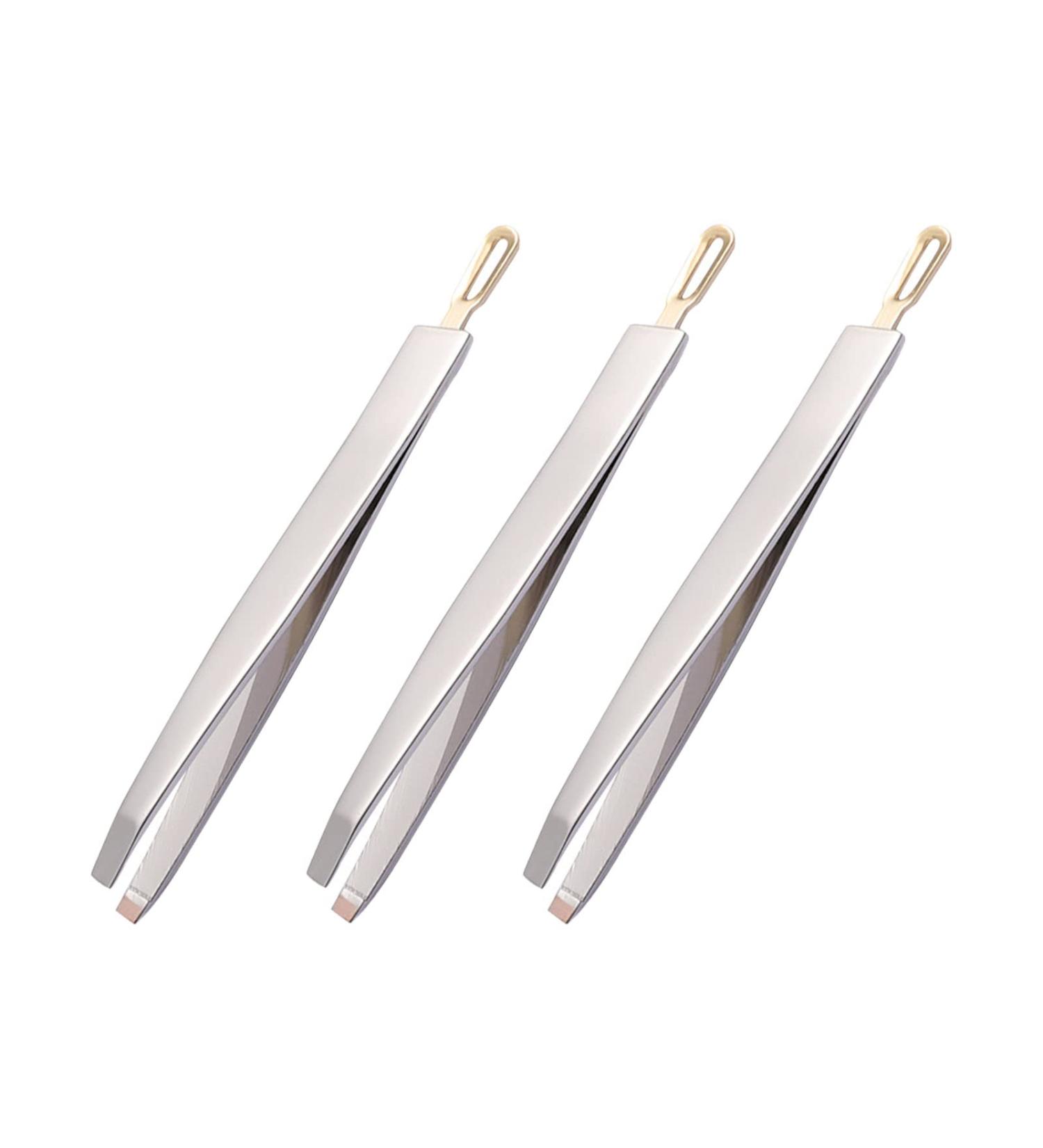 3 Pcs Stainless Steel Pointed and Slant Tip Tweezers for Blackhead and Eyebrow Hair Removal - Buy Online on GoSupps.com