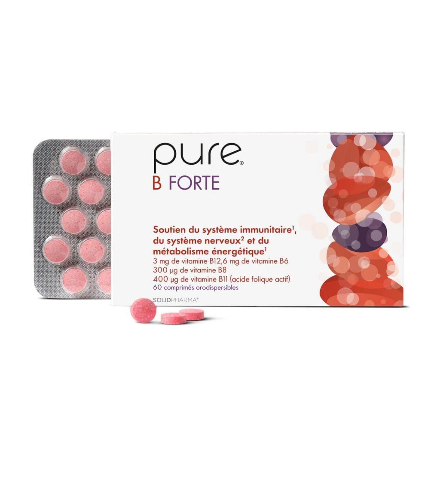 Pure B Forte 60 High Dosed Vitamin B Tablets Vegan Tablets Dietary Supplement for Fatigue and Immune System Strengthening Vitamin B Complex Tablets - Buy Online on GoSupps.com