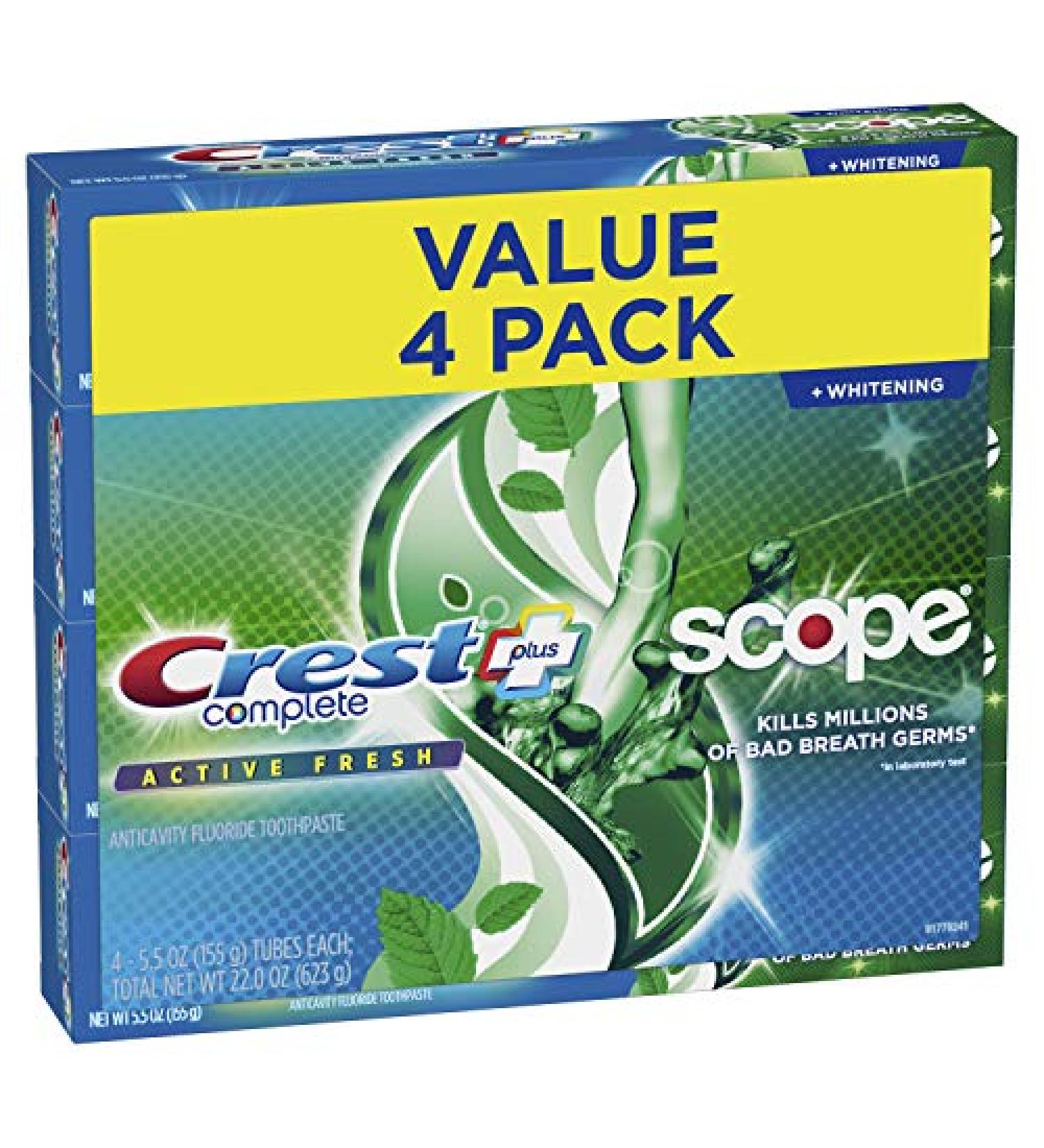 Crest Complete Active Fresh + Whitening Toothpaste 5.5oz Ã¢â¬â Pack of 4 | Effective Dental Care - Buy Online on GoSupps.com
