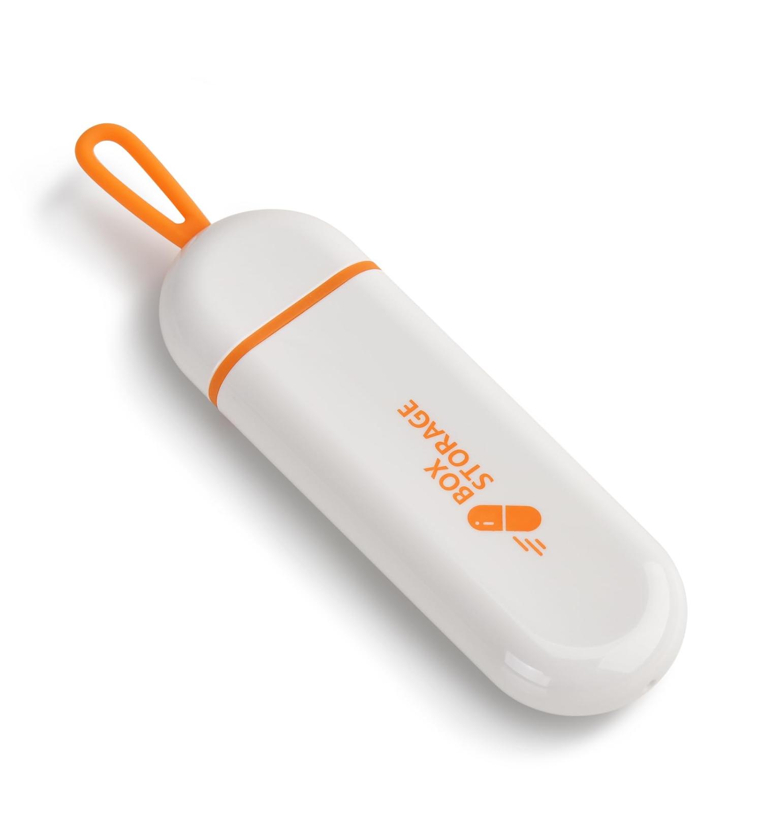 Optimize Your Health: Portable White & Orange Pill Box for Vitamins and Medication - Secure Compact Daily Dose Organizer - Buy Online on GoSupps.com