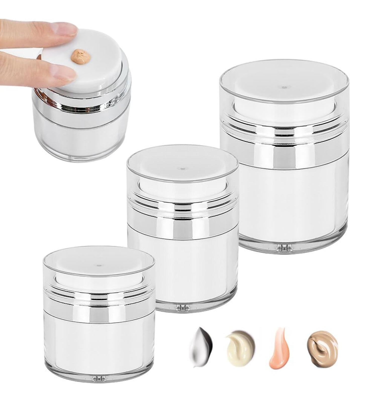 EBKCQ Airless Pump Cream Dispenser 3 Jars with Airless Pump 30ml/30g Refillable Airless Lotion Jar Pump Dispenser Cosmetic Container for Cream Serum Travel - Buy Online on GoSupps.com