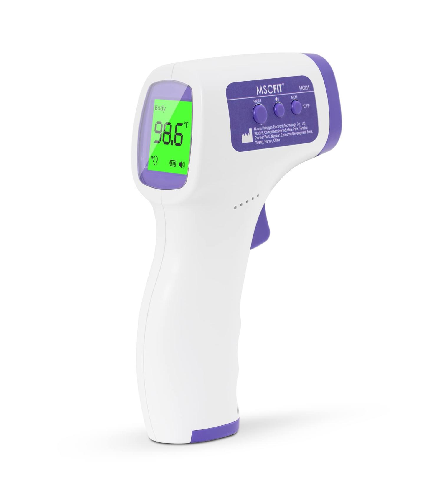 Medical Grade No-Touch Forehead Thermometer for Adults and Kids - 1 Sec Reading, 3-in-1, Fever Alarm, Mute Mode, FDA Certified - Purple - Buy Online on GoSupps.com