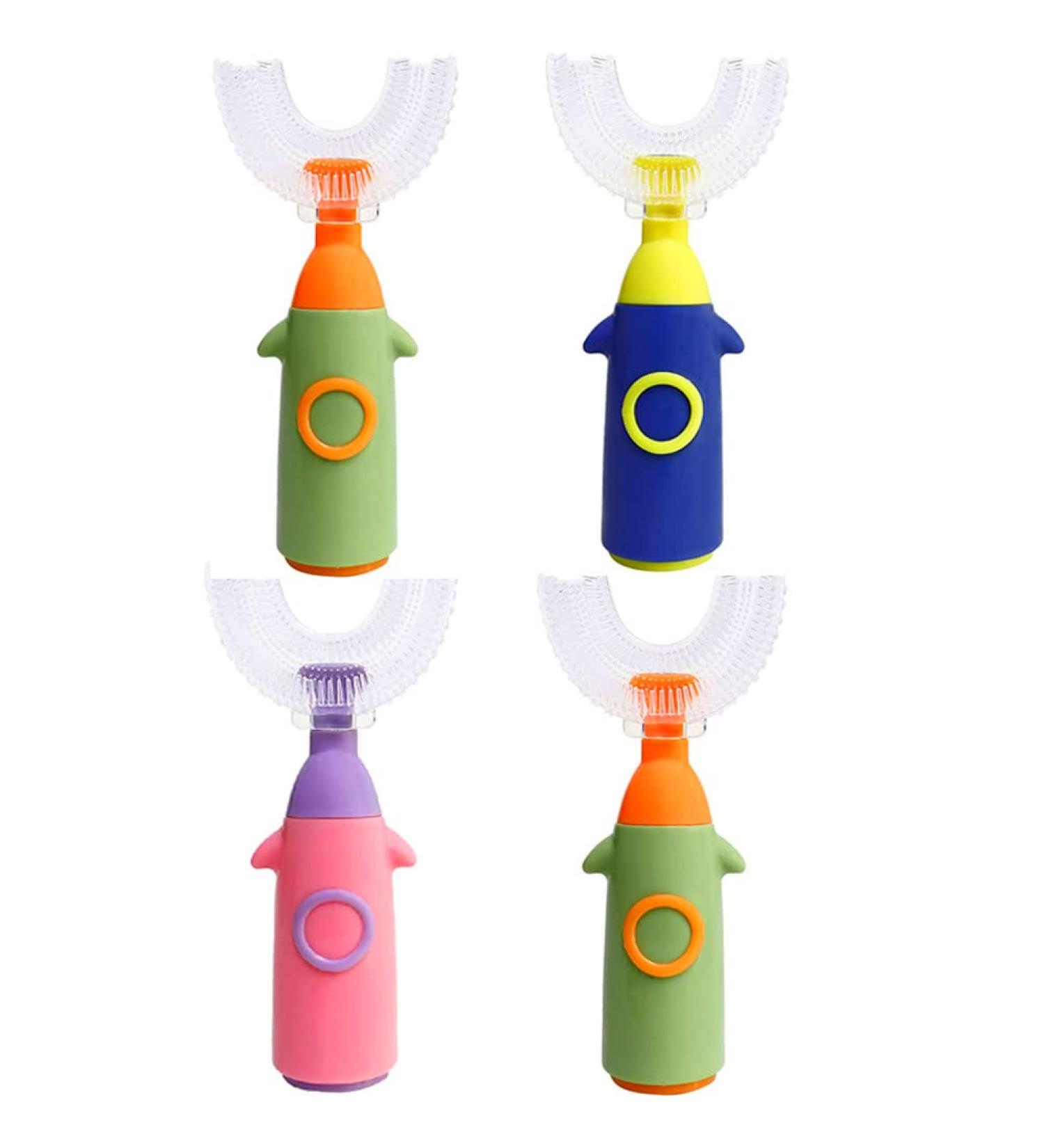 Kids 360 U-Shaped Rocket Toothbrush - 4 Pack | Food Grade Silicone | Ages 2-8 - Buy Online on GoSupps.com