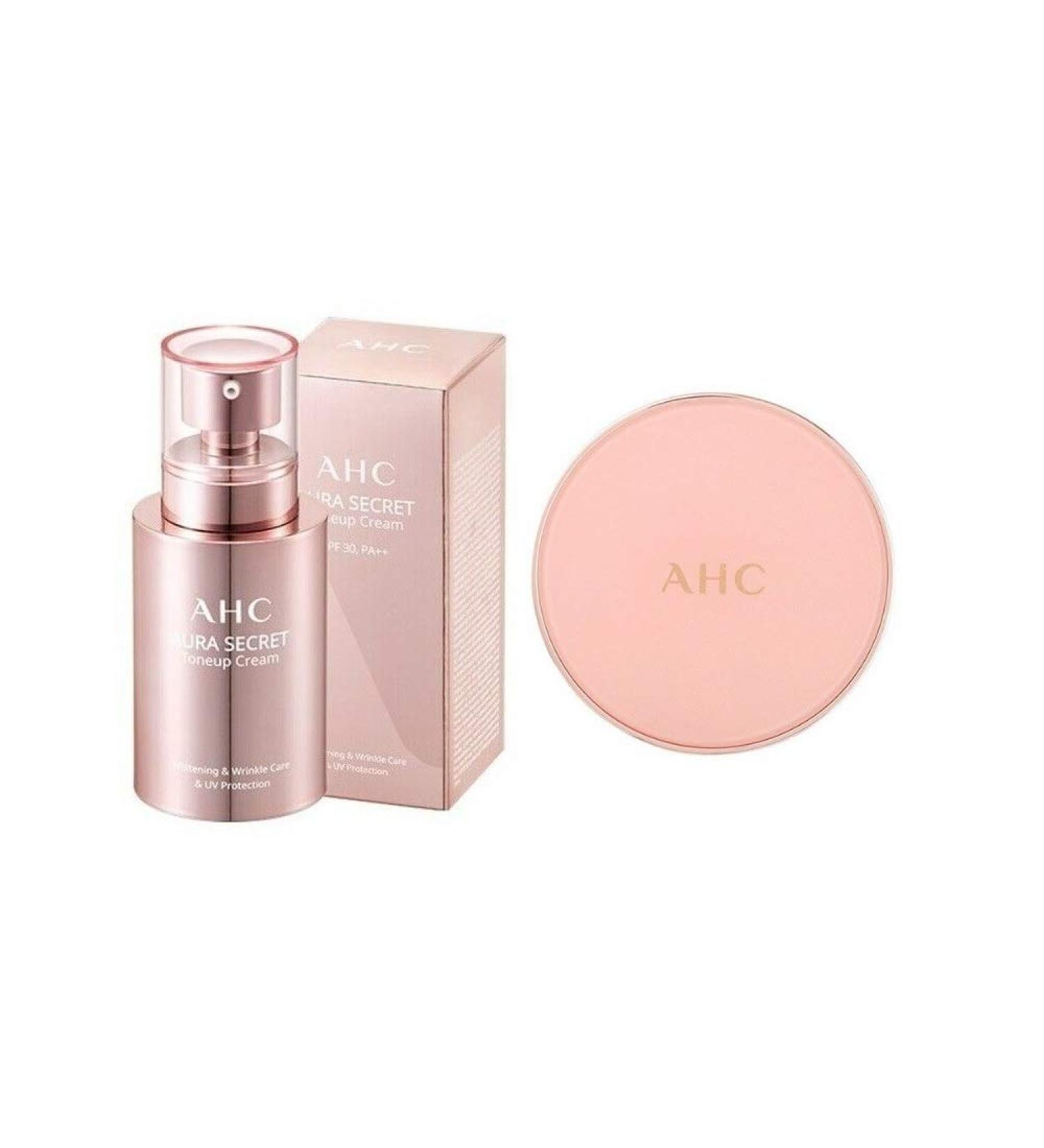AHC Aura Secret Tone Up Cream SPF30/PA++ 50ml + Pink Cushion Set for Radiant Skin - Buy Online on GoSupps.com