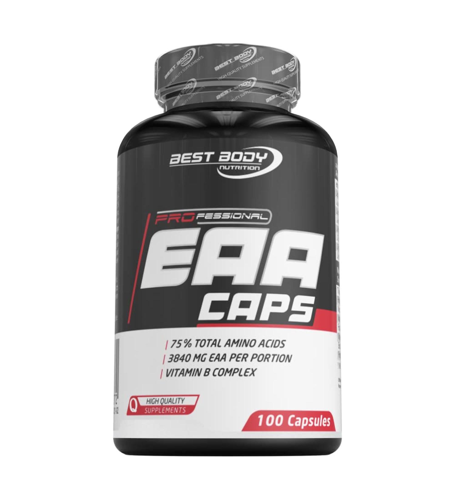 Best Body Nutrition Professional EAA Caps - Vegan Amino Acids | 3840 mg EAA per Serving | Vitamin B Complex | 100 Capsules | Alternative to EAA Powder - Buy Online on GoSupps.com
