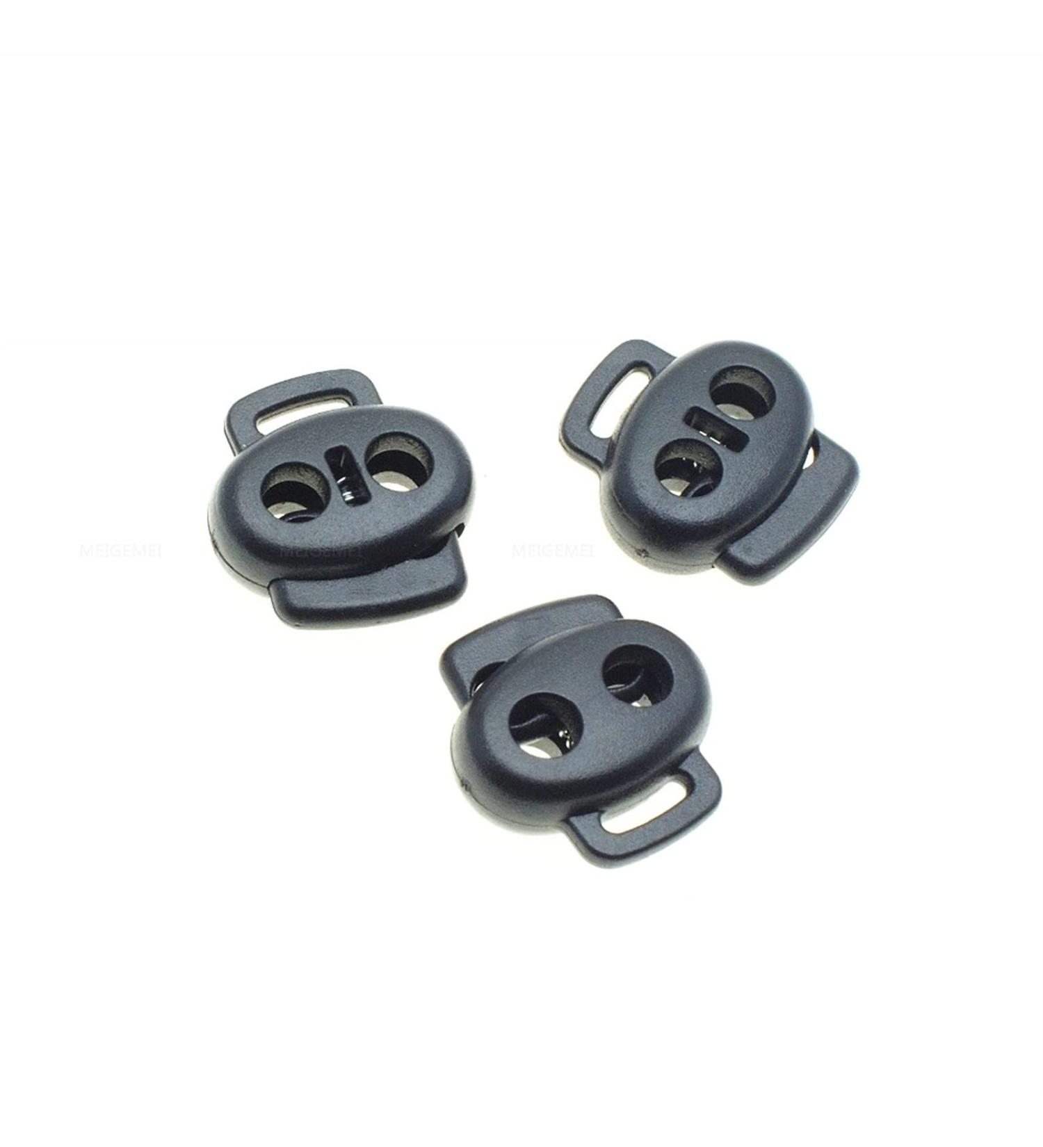 Hole Cord Lock Stopper spring buckle Cord Locks Toggles 50pcs/pack 2 Holes&Webbing Hole Cord Lock Stopper Plastic Toggle Clip Black(22x20cm hole spacing is 4mm) 22x20cm hole spacing is 4mm Black - Buy Online on GoSupps.com