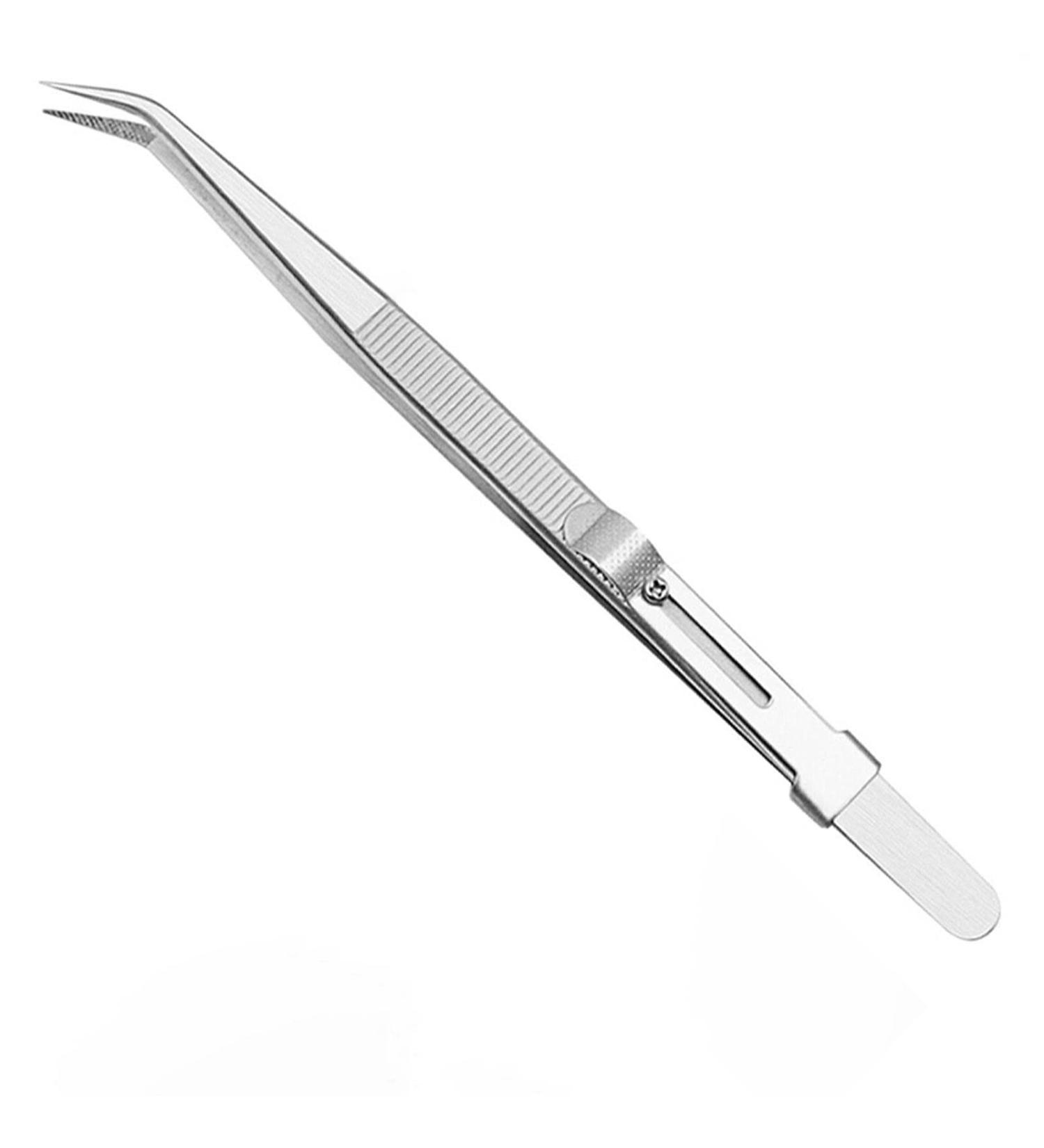 NBGGFF Tweezers Stainless Steel Anti-Static Tweezers with Sliding Lock Design Curved Tweezers for LaboratoryJewelry-Making Craft. - Buy Online on GoSupps.com