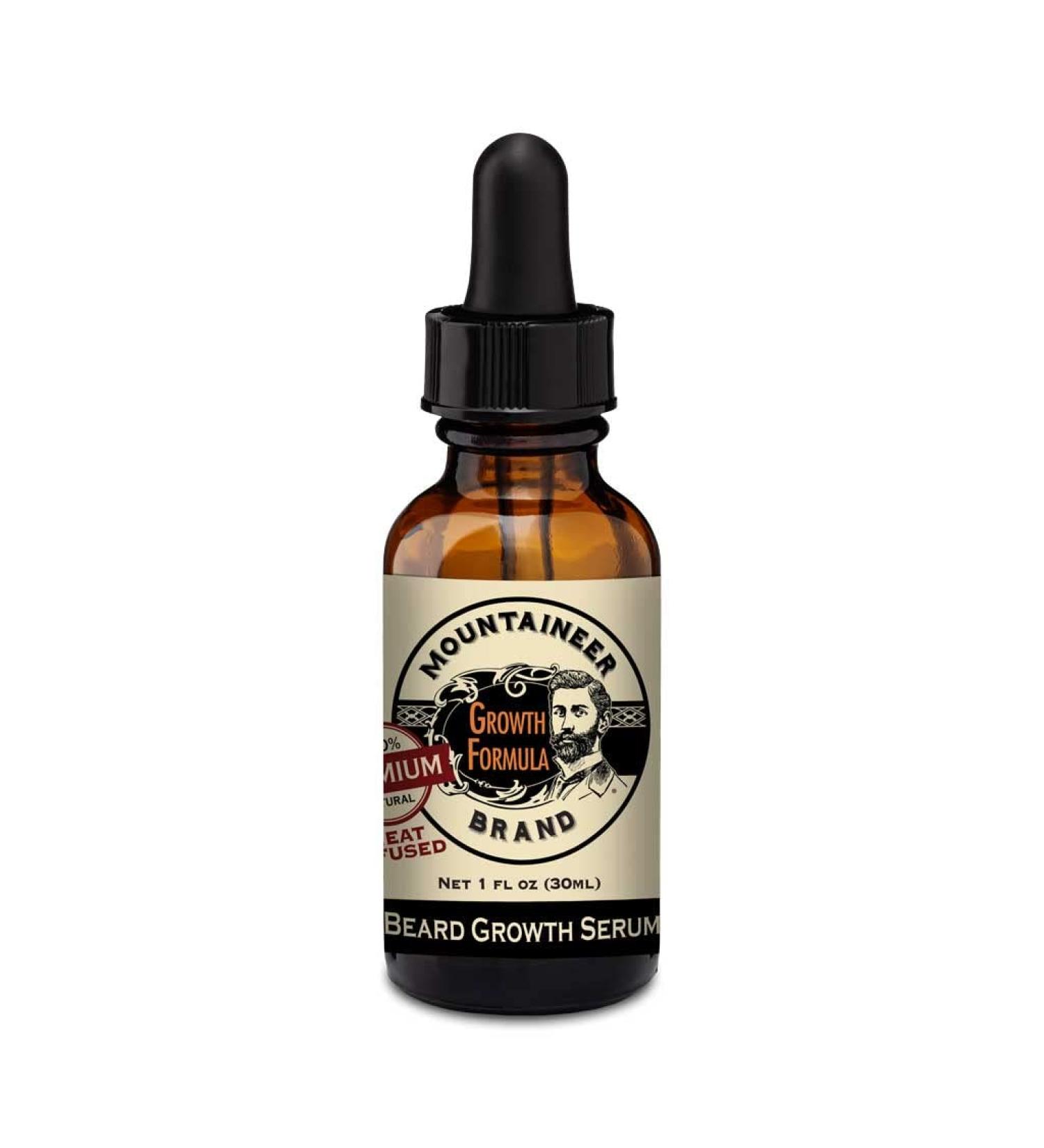Mountaineer Brand Heat Infused Beard Growth Serum | Facial Hair Growth for Men | Beard Thickener | Grow a Thicker and Fuller Beard | All Natural Hair Growth Serum | Woodsy Scent 1oz
