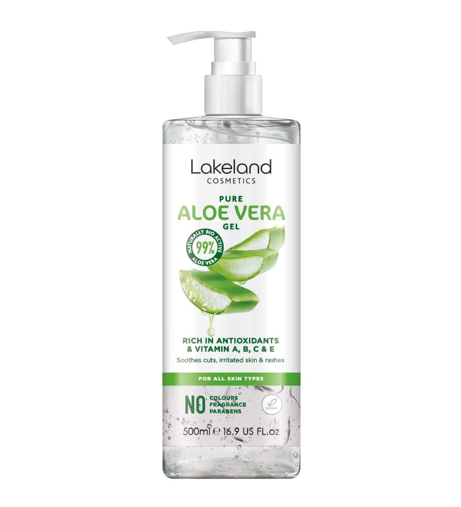 Lakeland Cosmetics Aloe Vera Gel - 100% Pure Bio Active Moisturiser for Face & Body - Soothes Irritated Skin, Burns & Sunburn - 500ml (Pack of 1) - Buy Online on GoSupps.com