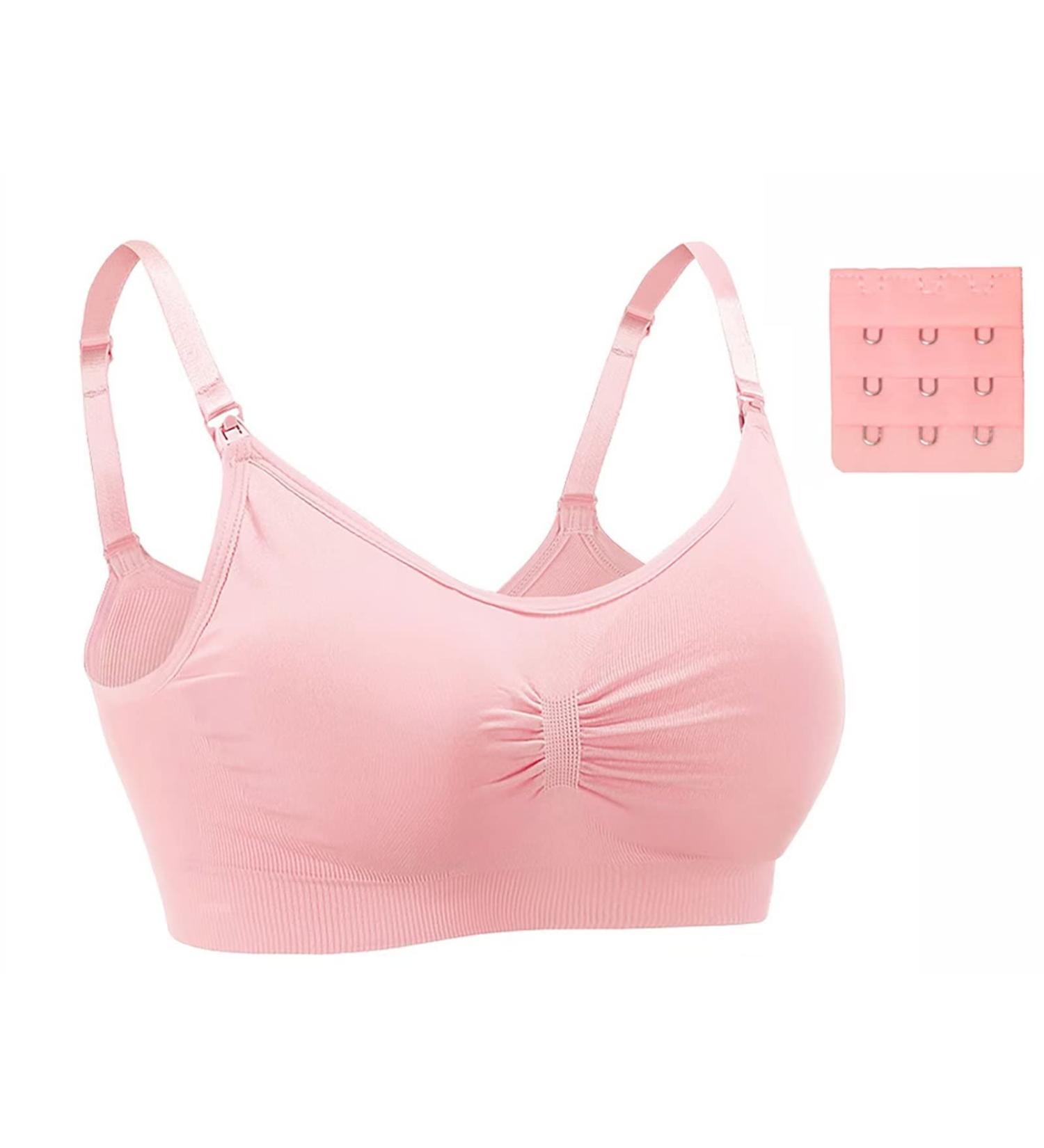 Dreamburn Maternity Nursing Bra | Seamless, Wireless & Comfortable | 4 Adjust Rows, Removable Spill Prevention Pads | Pink Style1, Size L - Buy Online on GoSupps.com
