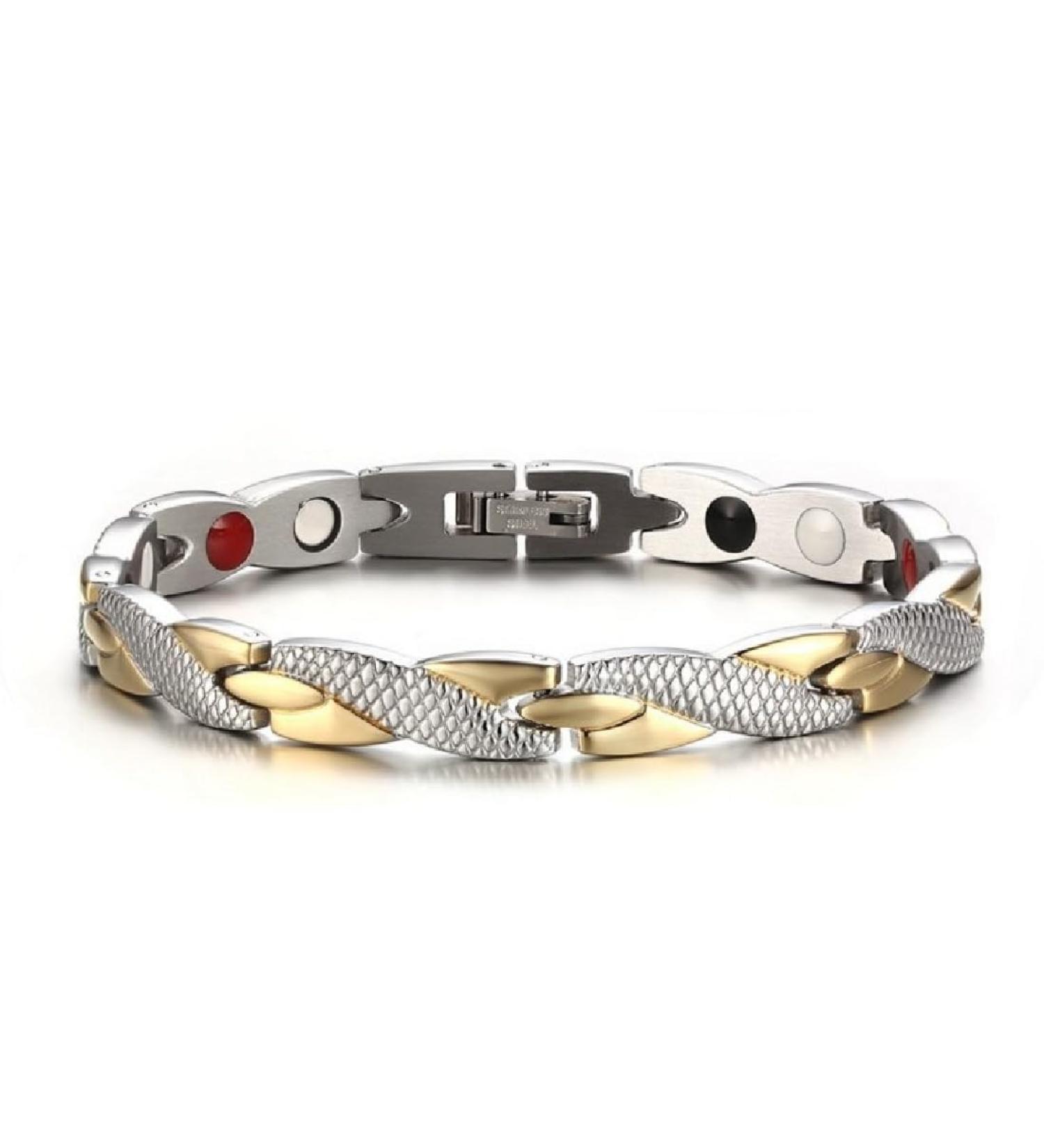 Buy JITNGA Stainless Steel Titanium Magnetic Bracelet - Stylish Silver & Gold Bangle for Men & Women | International Shipping Available - Buy Online on GoSupps.com