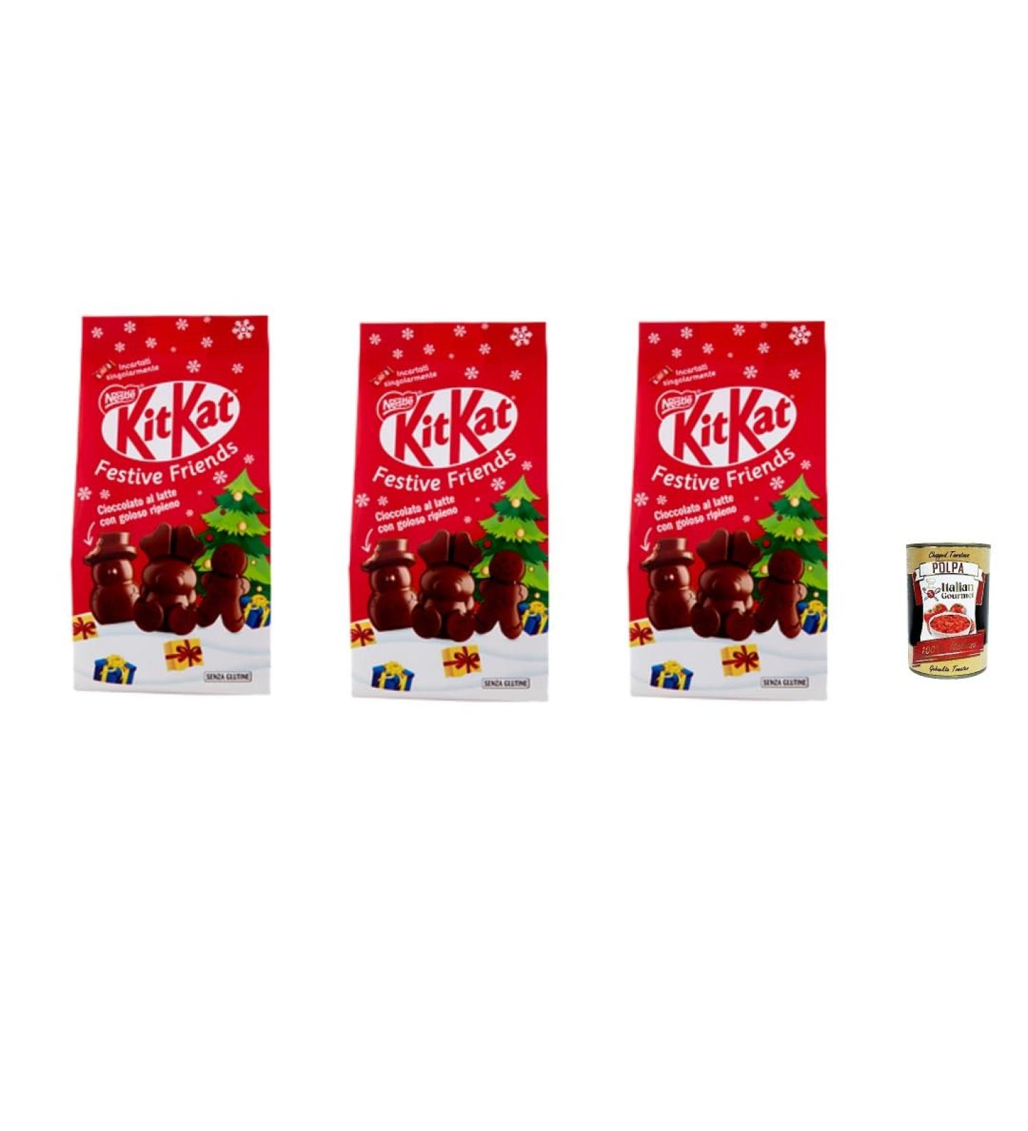  Italian Gourmet E.R. Nestl KitKat Festive Friends Pack of 3 milk chocolate bags 147g + gourmet Italian pulp 400g - Buy Online on GoSupps.com