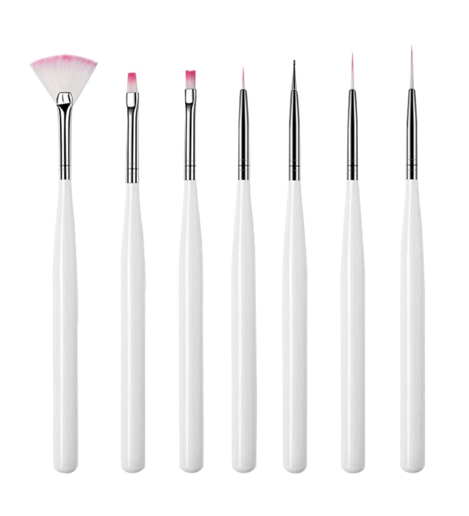 Buy Yhzmy 7-Piece Nail Brush Set - Professional Nail Art Liner Pens & Gel Accessories for Salon Quality Designs - White - Buy Online on GoSupps.com