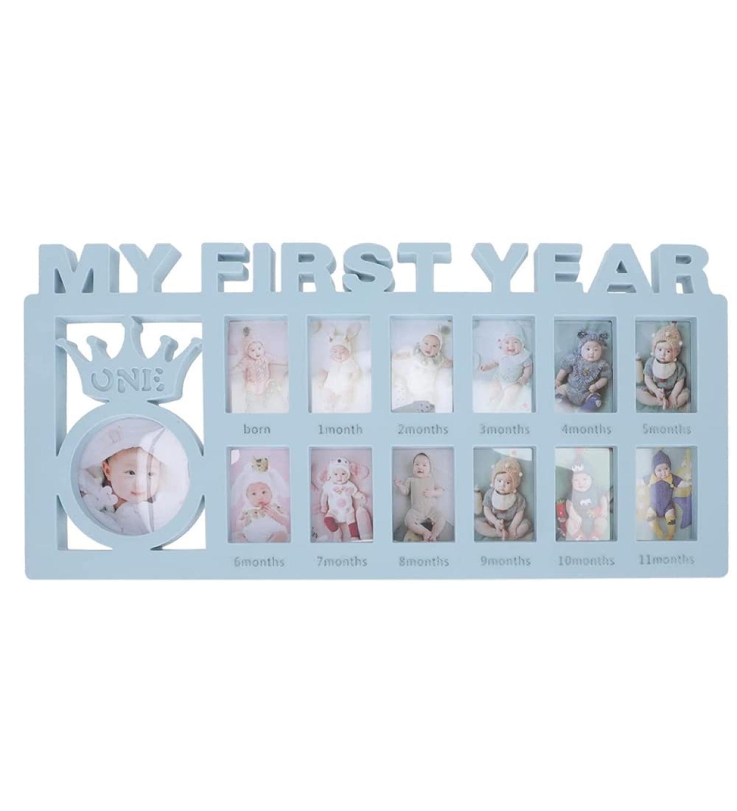 My First Year Baby Photo Frame - Baby Hand and Footprint Kit for New Mums and Dads - 1-12 Months Album and Keepsake Frame - Blue - Buy Online on GoSupps.com