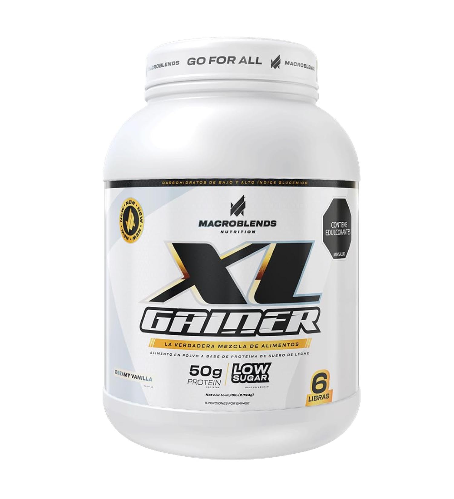 Macroblends XL Gainer Whey Protein Powder Creamy Vanilla 50g Protein Low Sugar 6 lb