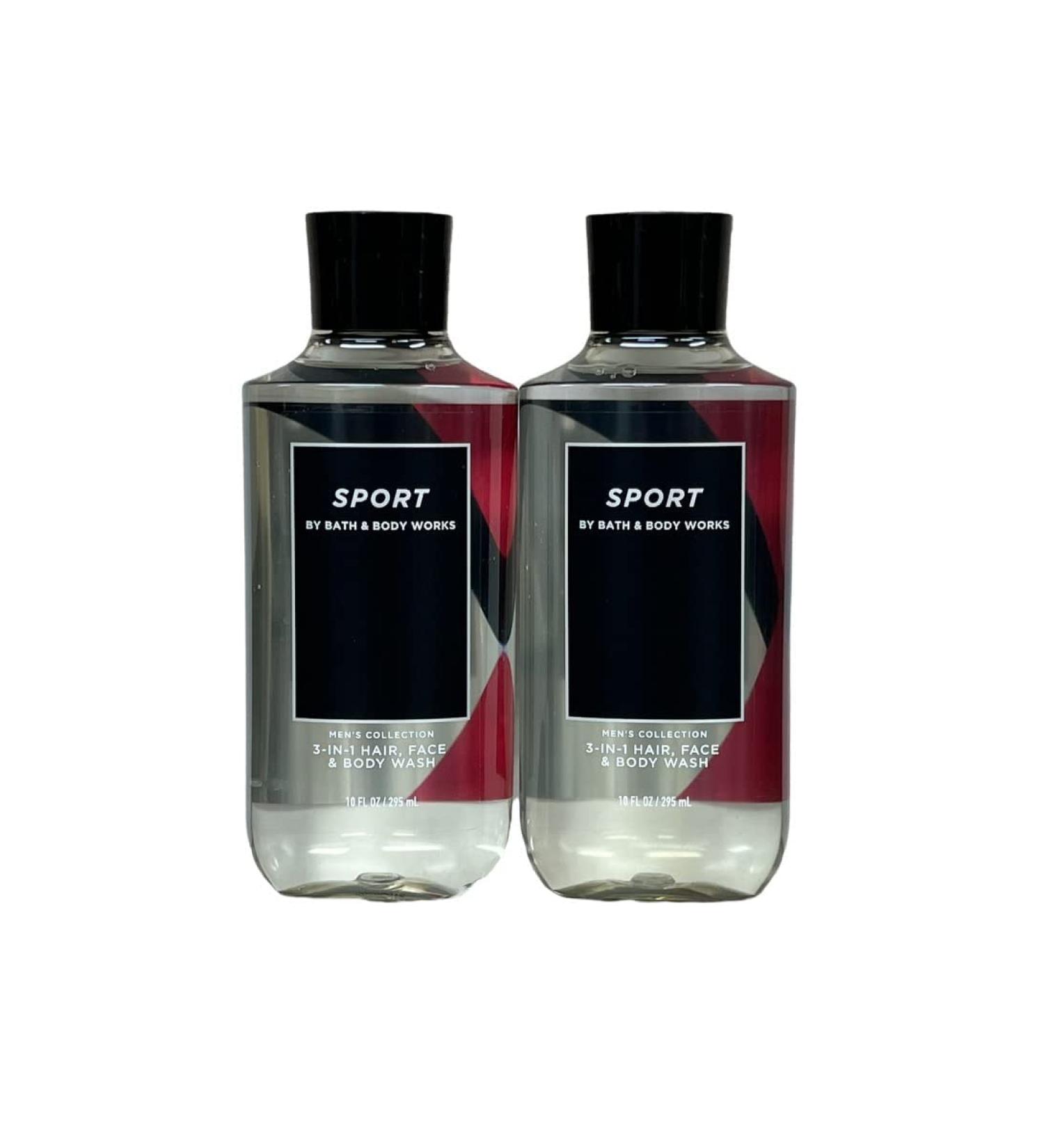 Bath and Body Works For Men 3-in-1 Hair Face & Body Wash - Value Pack lot of 2 - Full Size (Sport) Sport 10 Fl Oz (Pack of 2)
