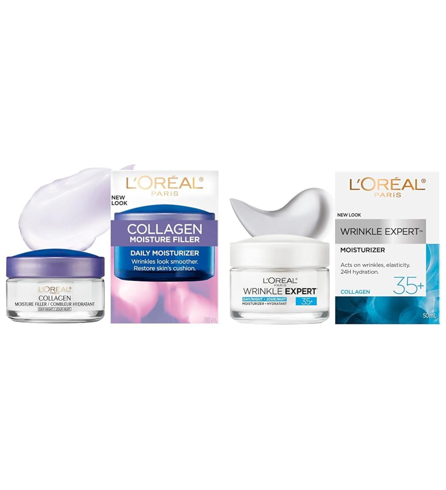 L'Or al Paris Day and Night Moisturizer Cream + Anti-Aging Face Cream 35+ (Wrinkle Expert) Day/Night Collagen Cream + Face Cream 35+ - Buy Online on GoSupps.com