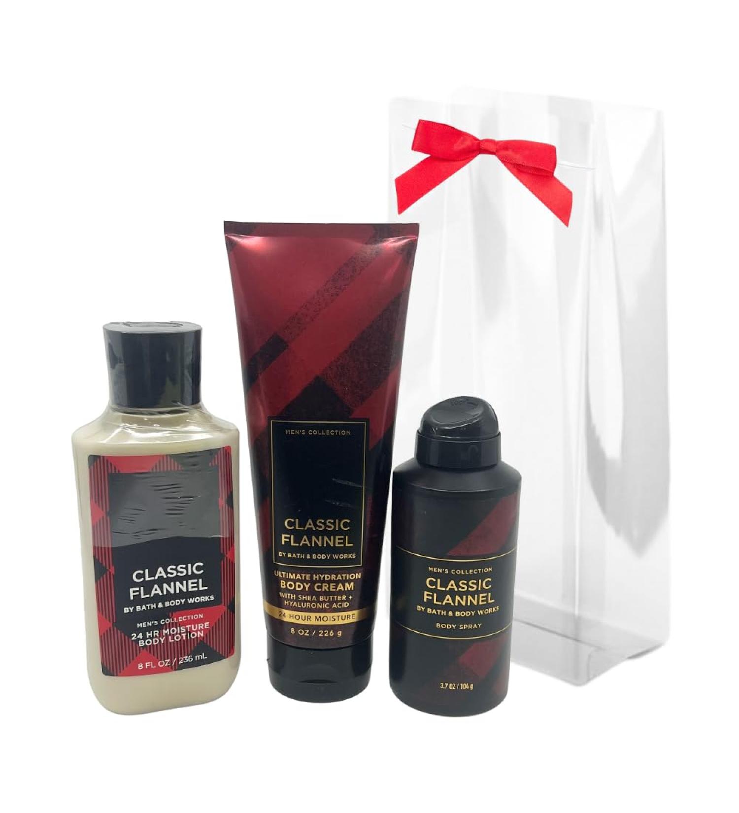 Bath & Body Works CLASSIC FLANNEL 3-Piece Gift Set for Men | Body Lotion Cream & Spray - Perfect Holiday Gift with Red Bow - Buy Online on GoSupps.com