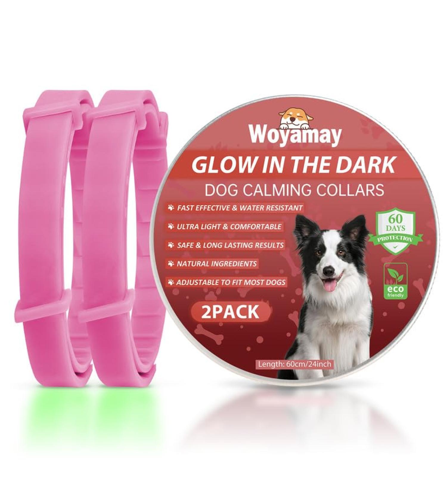 Shop Woyamay Calm Collar for Dogs - Adjustable Luminous Calming Collar with Pheromones | Stress Relief for All Sizes | 2-Piece Set in Hot Pink & Red - Buy Online on GoSupps.com